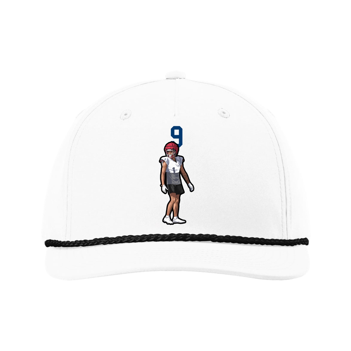 Five-Panel Classic Rope Cap — Number Top in White