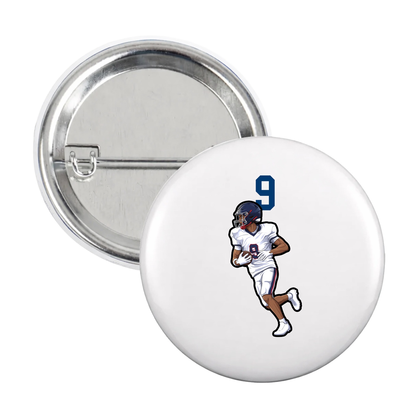 Game Day Button — Number Top in White