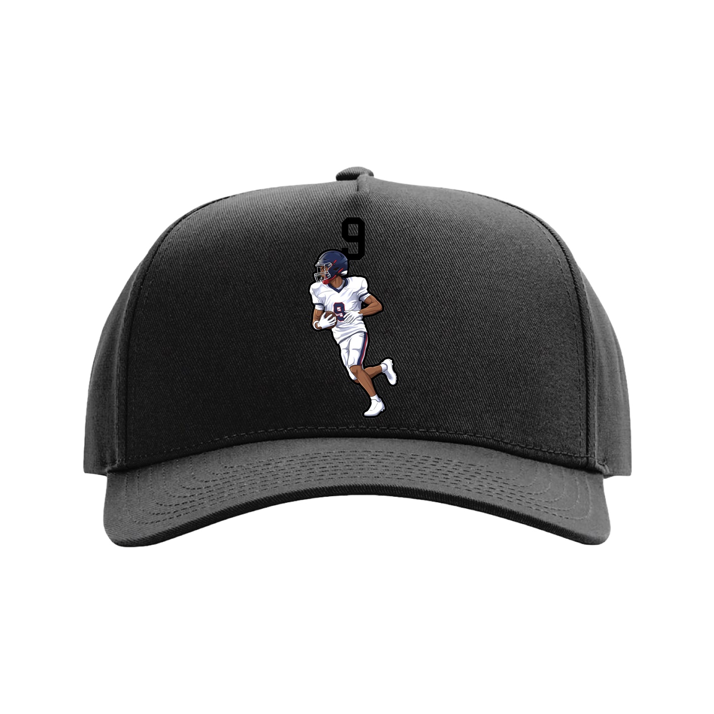 Full Fabric Five-Panel Champ Cap — Number Top in Black