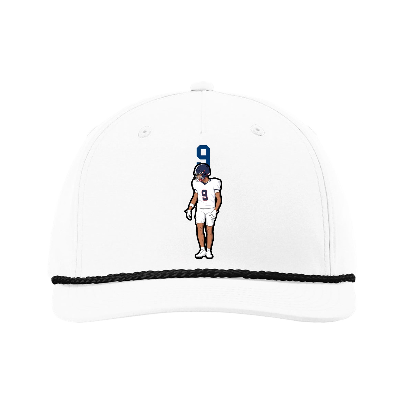 Five-Panel Classic Rope Cap — Number Top in White