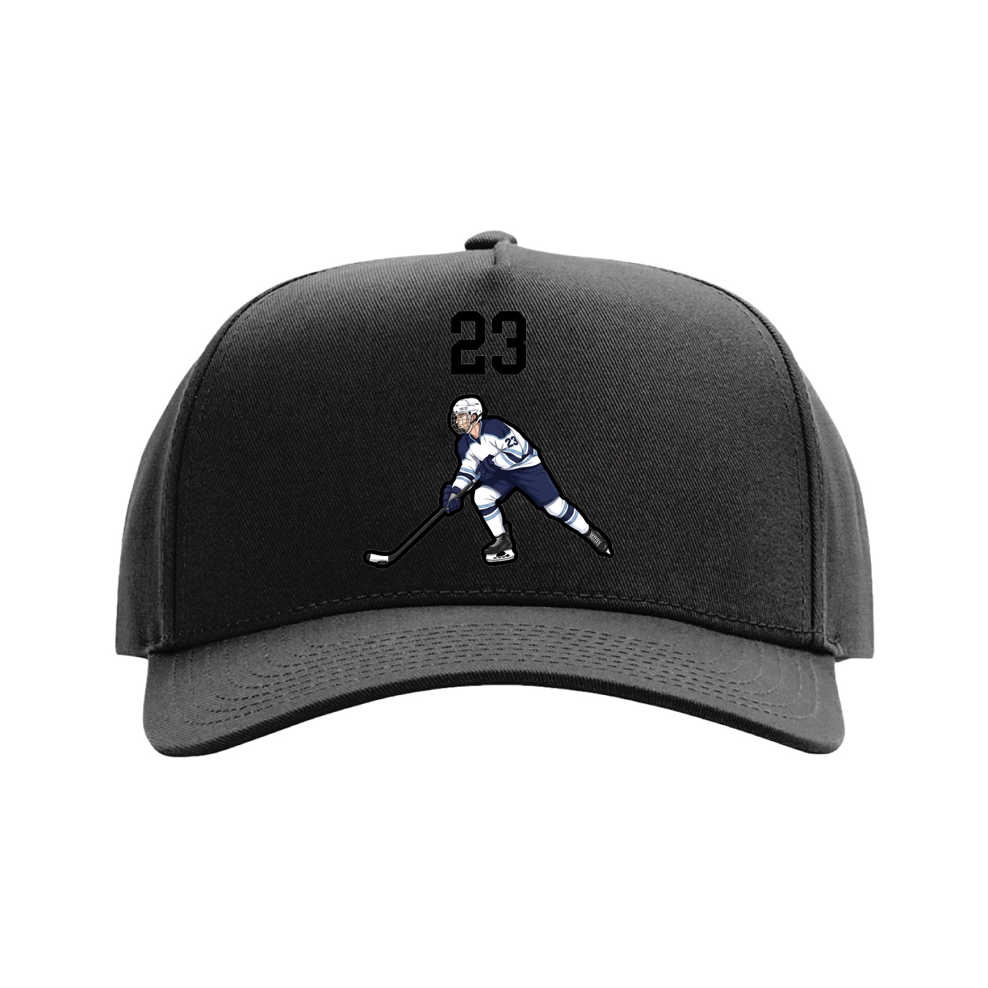 Full Fabric Five-Panel Champ Cap — Number Top in Black