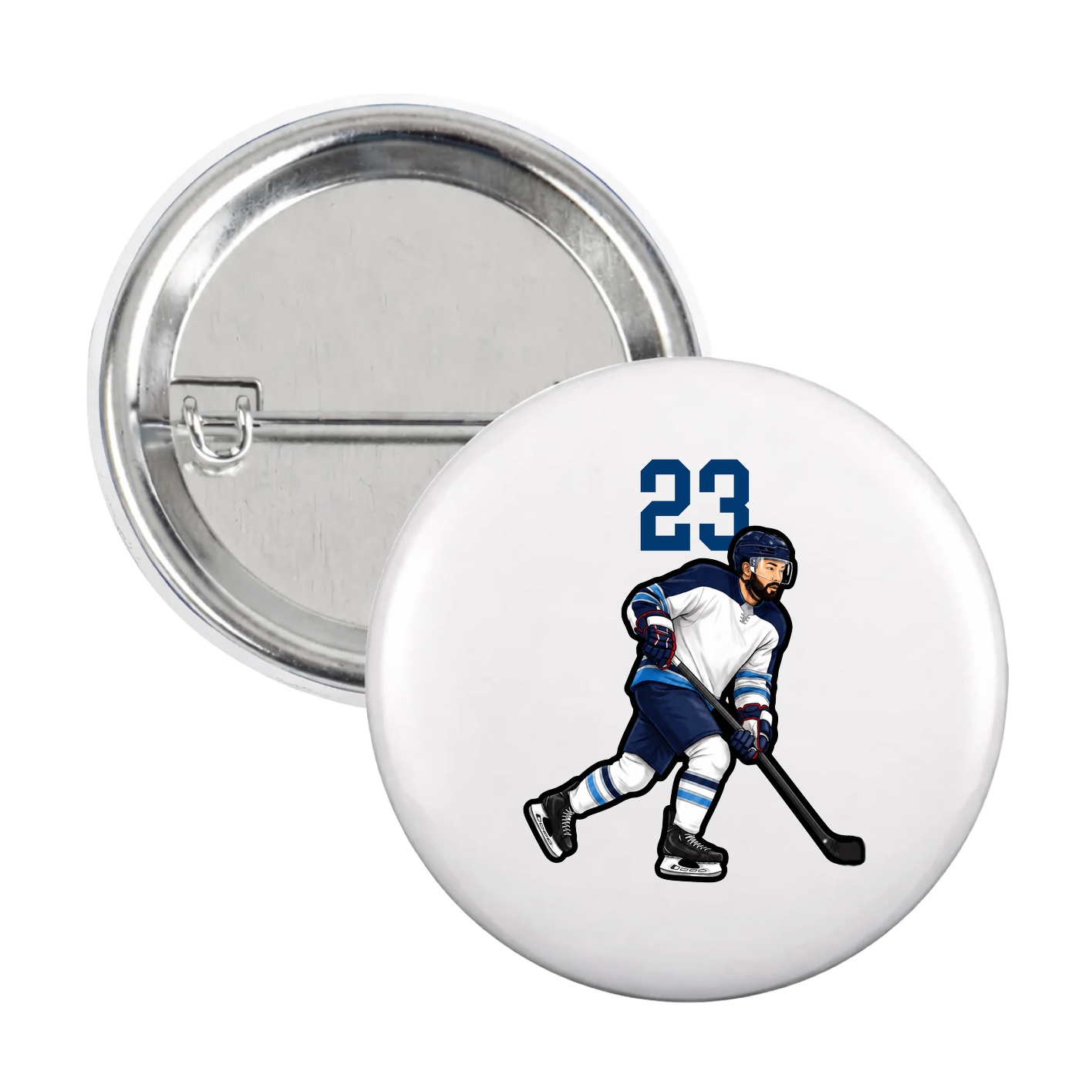 Game Day Button — Number Top in White