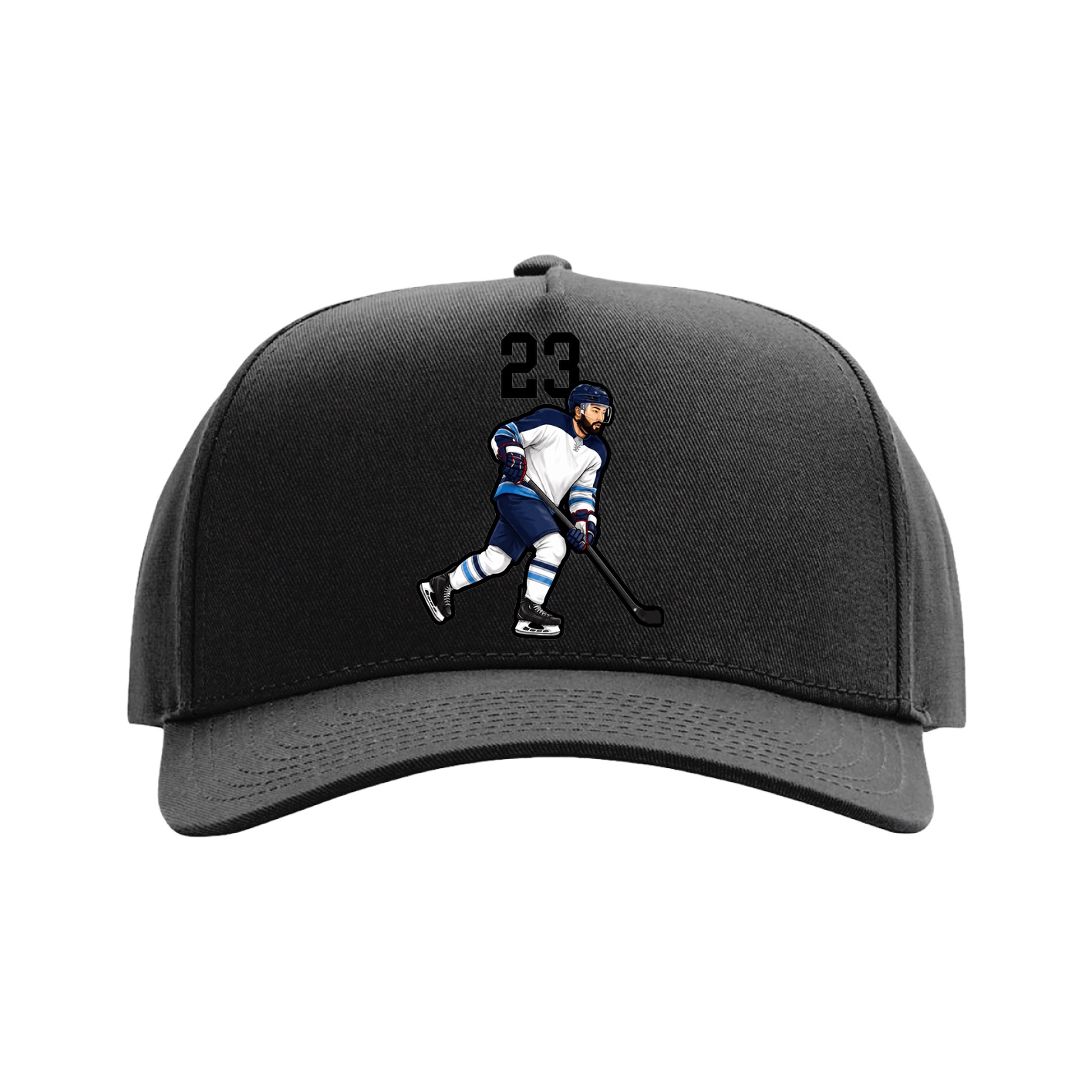 Full Fabric Five-Panel Champ Cap — Number Top in Black