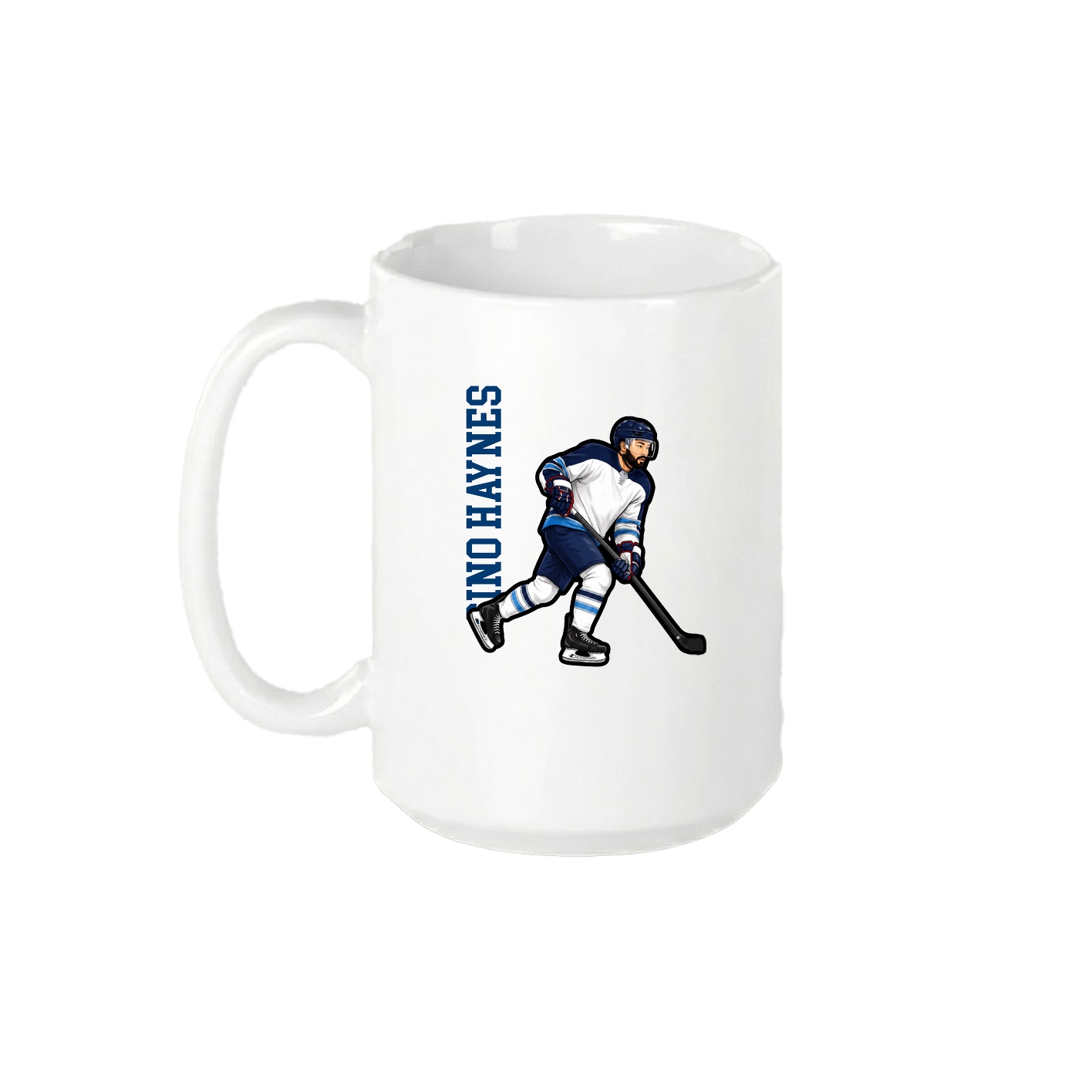 15oz Coffee Mug — Name Vertical in White
