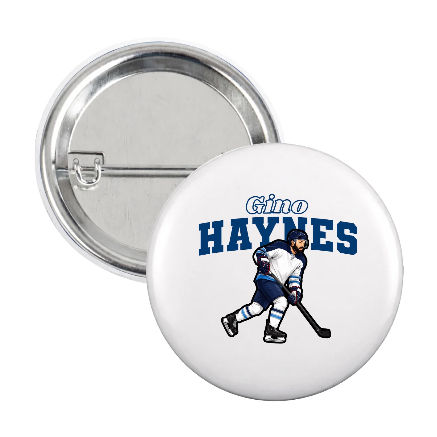 Game Day Button — Name Arch in White