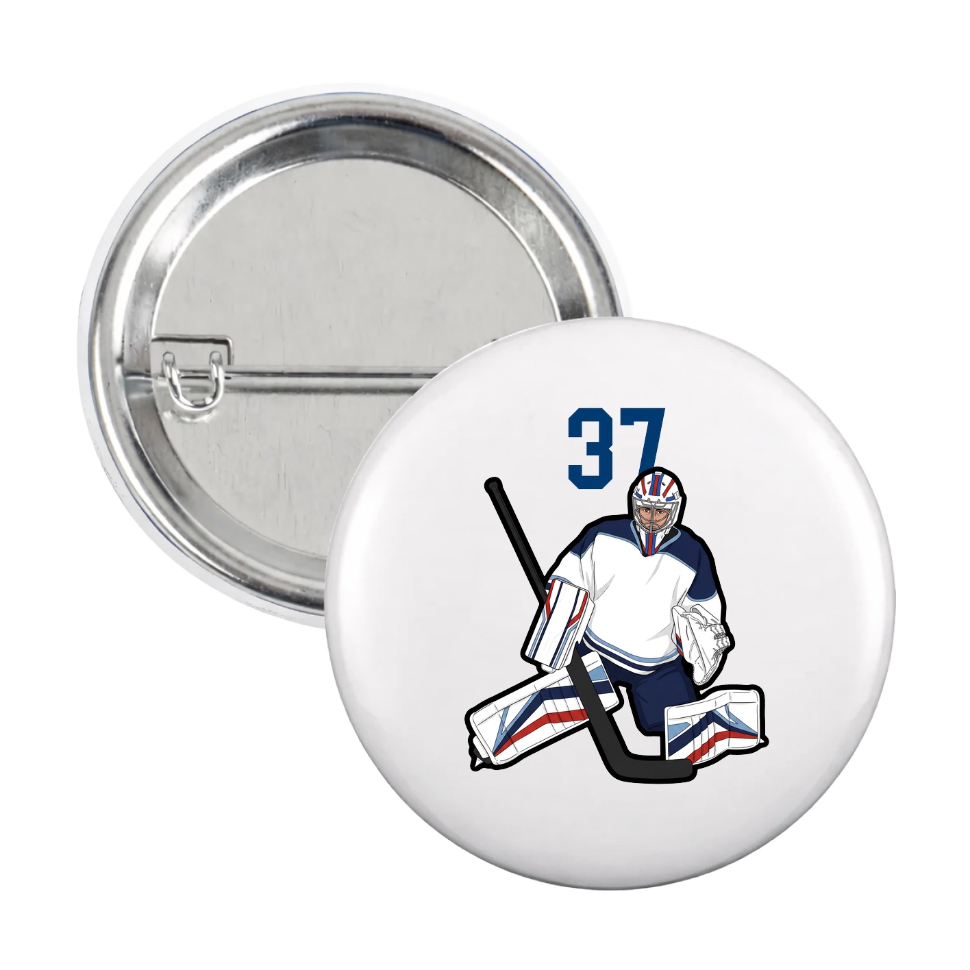 Game Day Button — Number Top in White