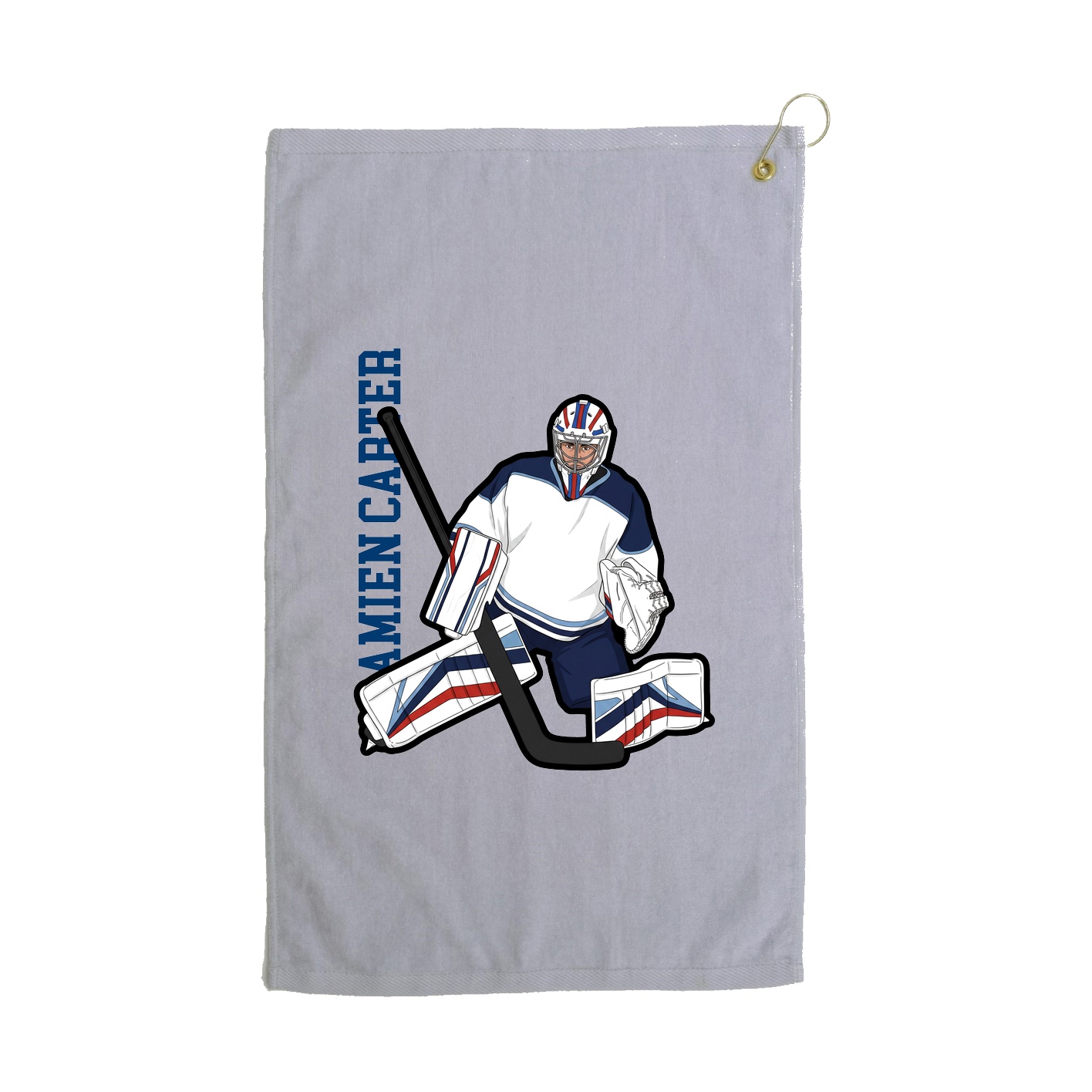 Golf Towel — Name Vertical in Grey