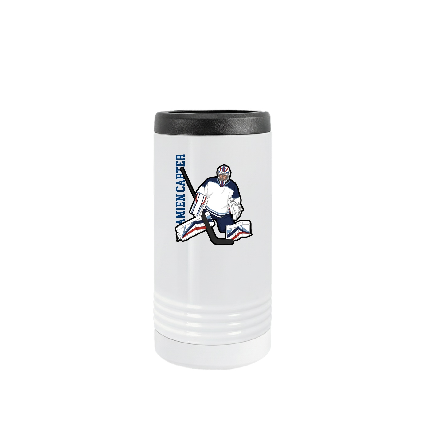 Slim Beverage Holder — Name Vertical in White