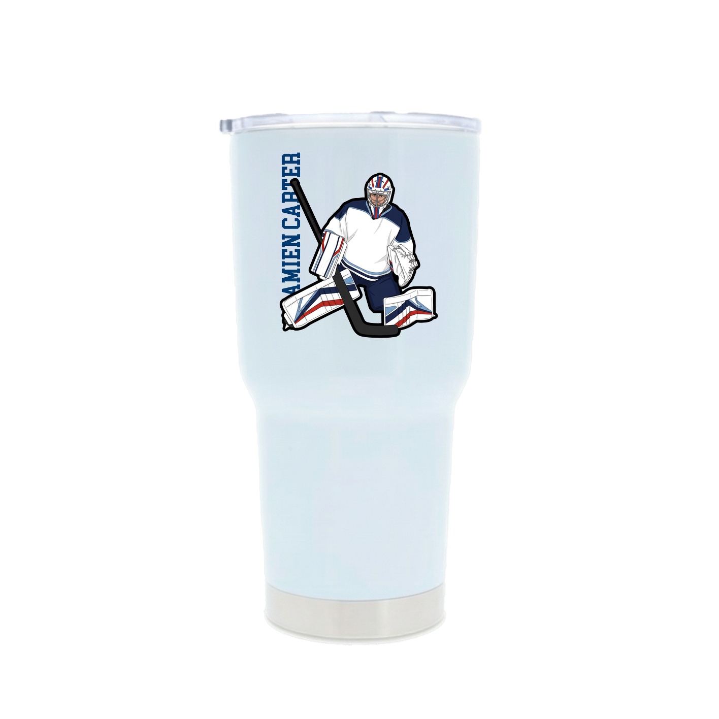 30oz Stainless Steel Tumbler — Name Vertical in White