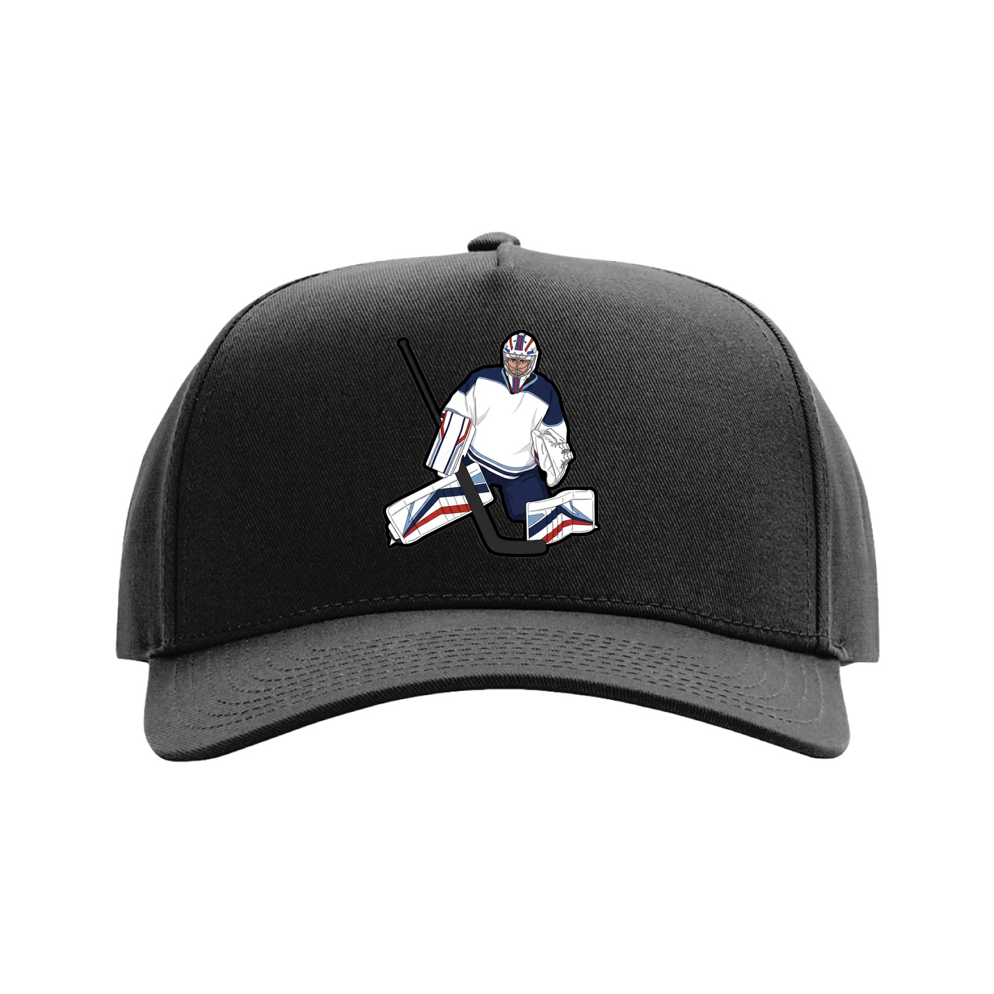 Full Fabric Five-Panel Champ Cap — Name Vertical in Black