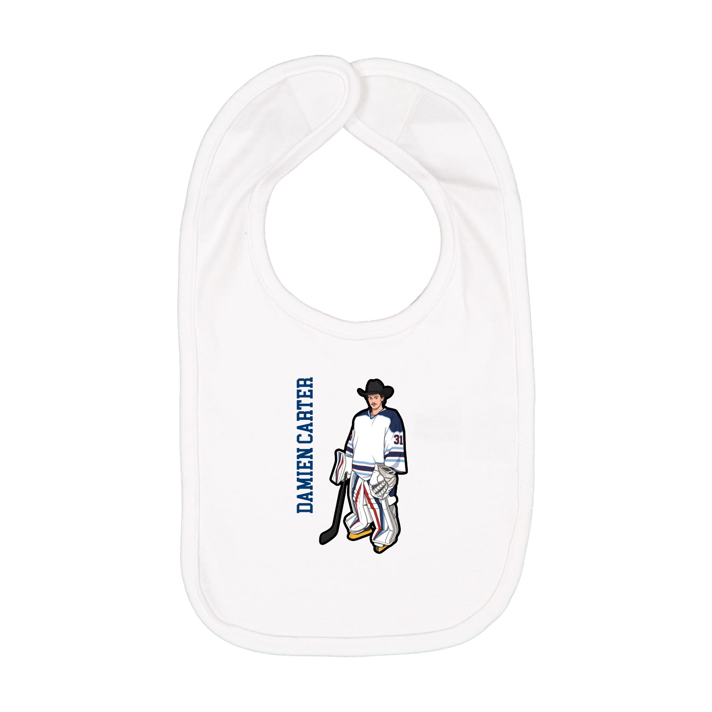 Infant Bib — Name Vertical in White