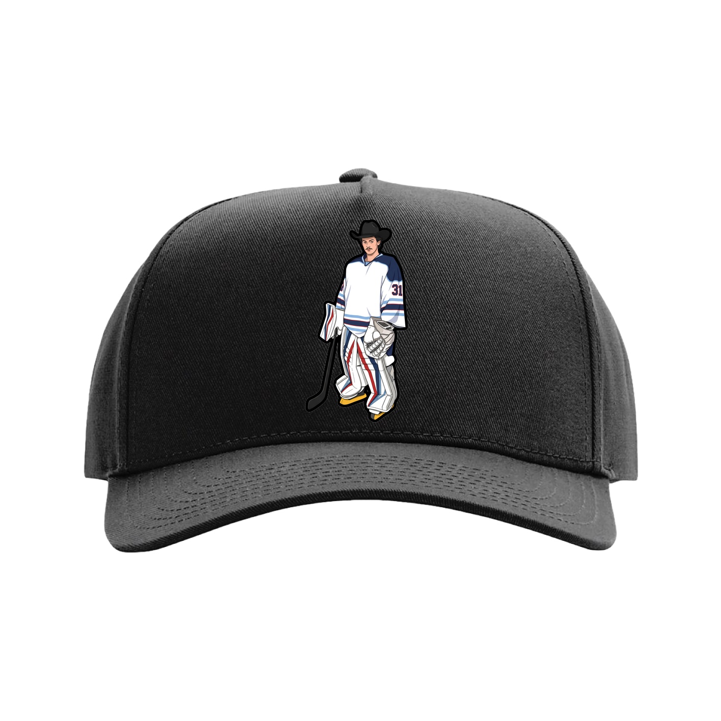 Full Fabric Five-Panel Champ Cap — Name Vertical in Black
