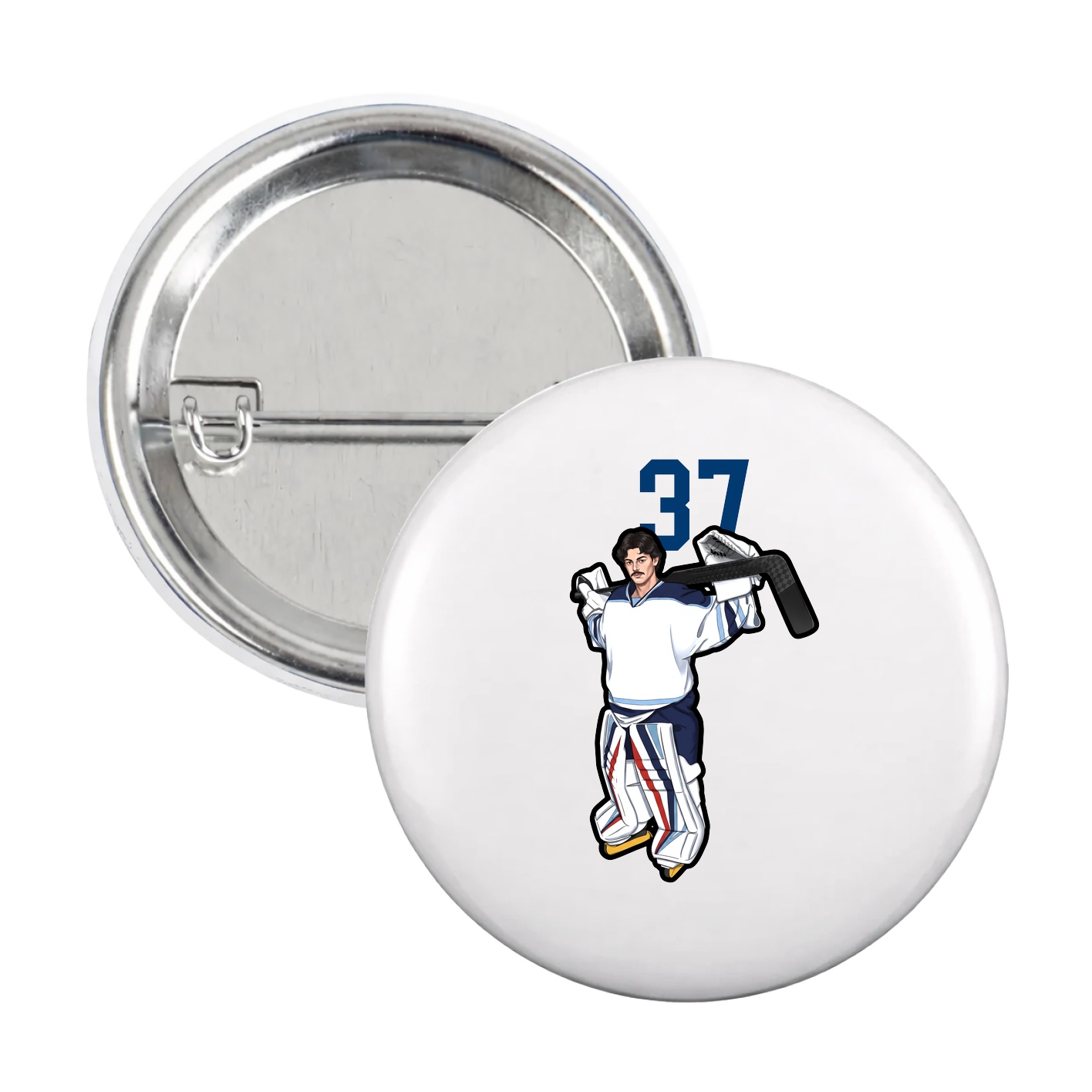 Game Day Button — Number Top in White