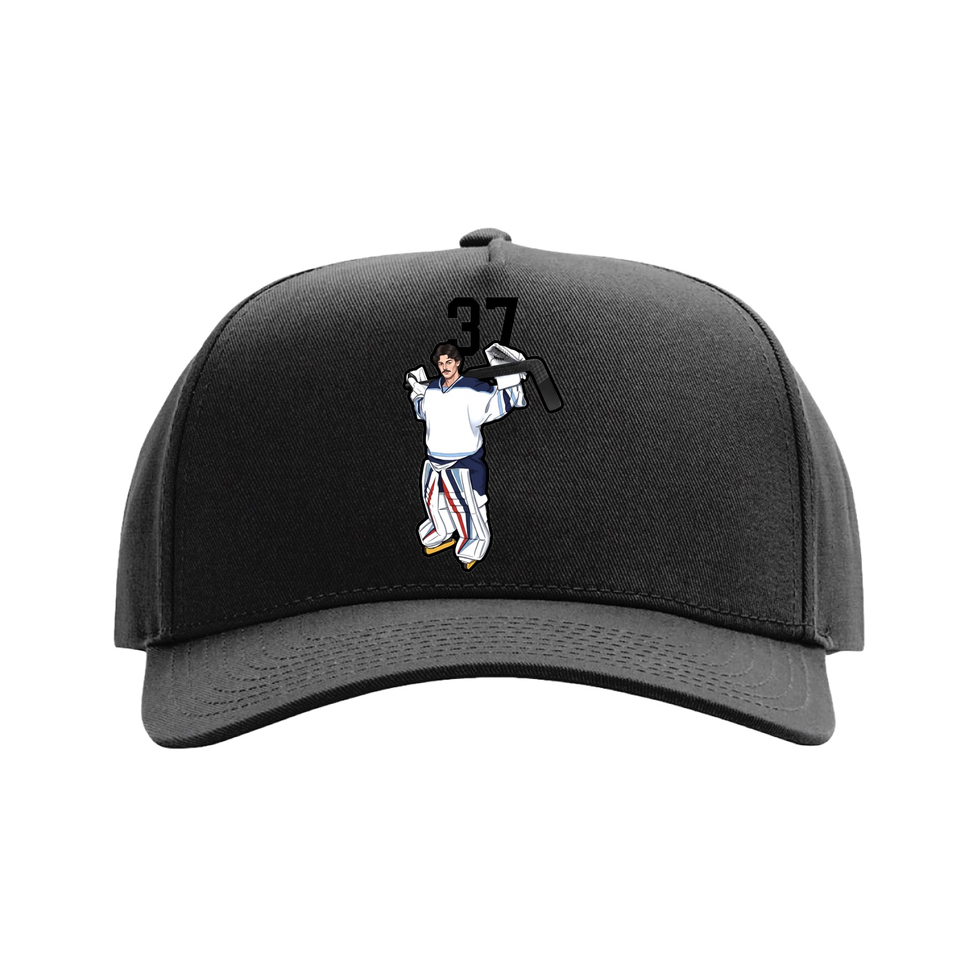 Full Fabric Five-Panel Champ Cap — Number Top in Black