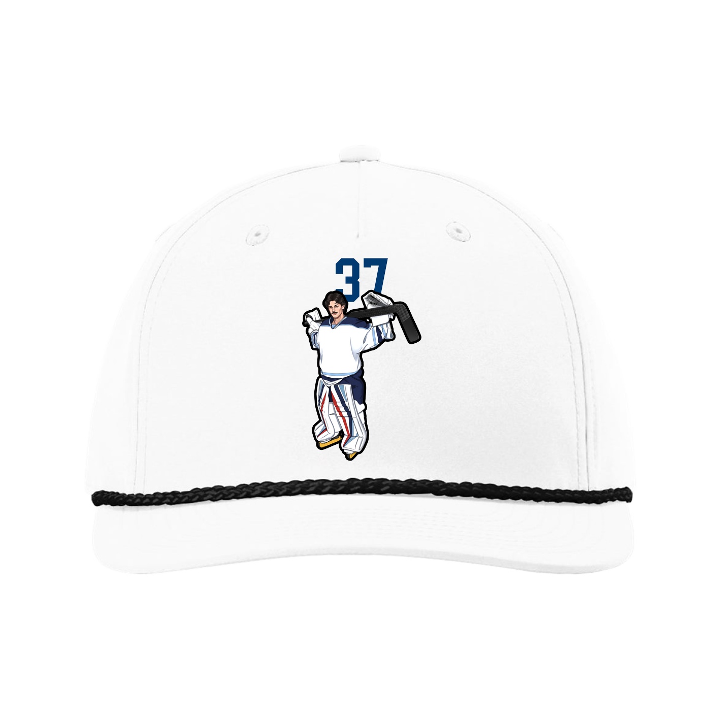 Five-Panel Classic Rope Cap — Number Top in White