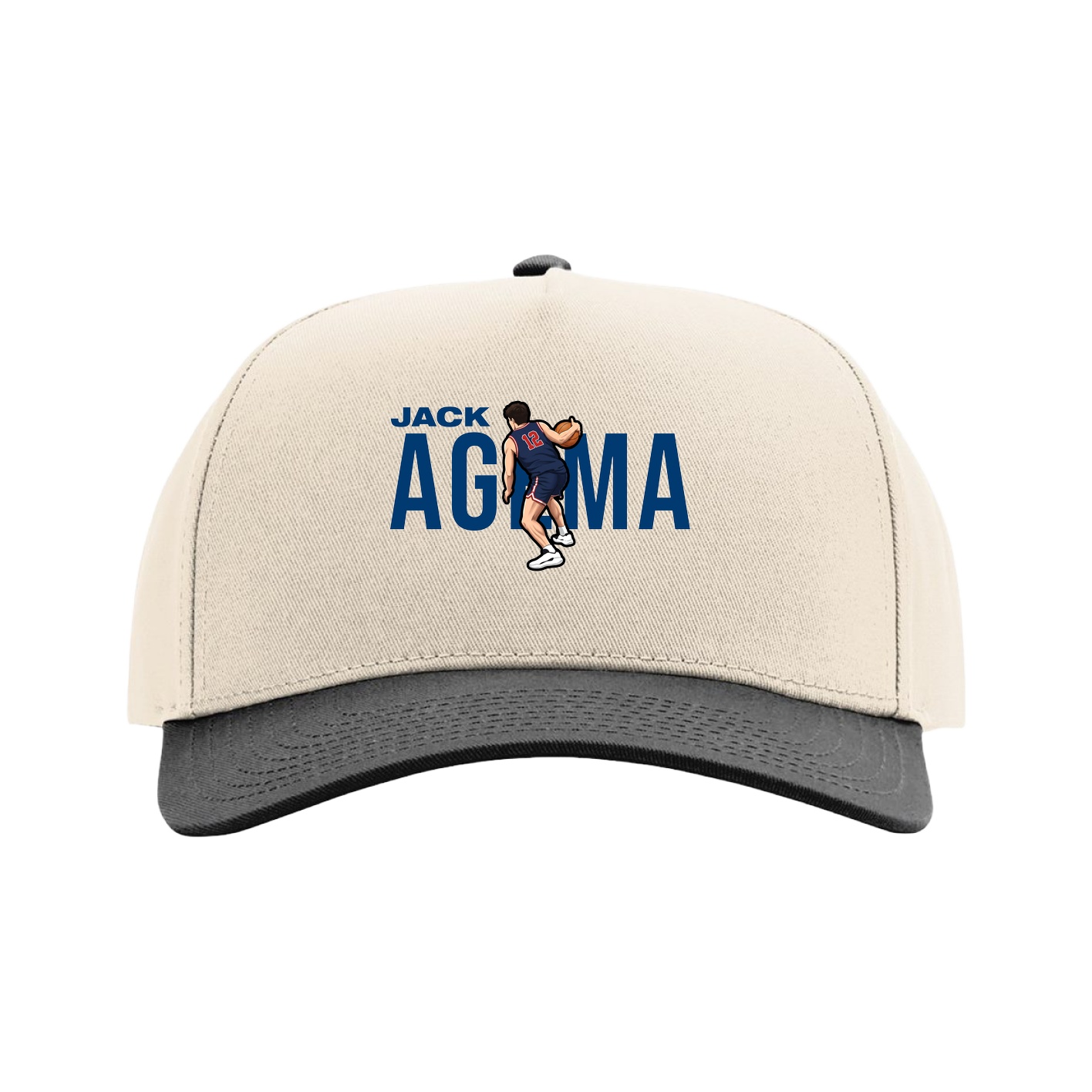 Full Fabric Five-Panel Champ Cap — Player Name in Cream/Black