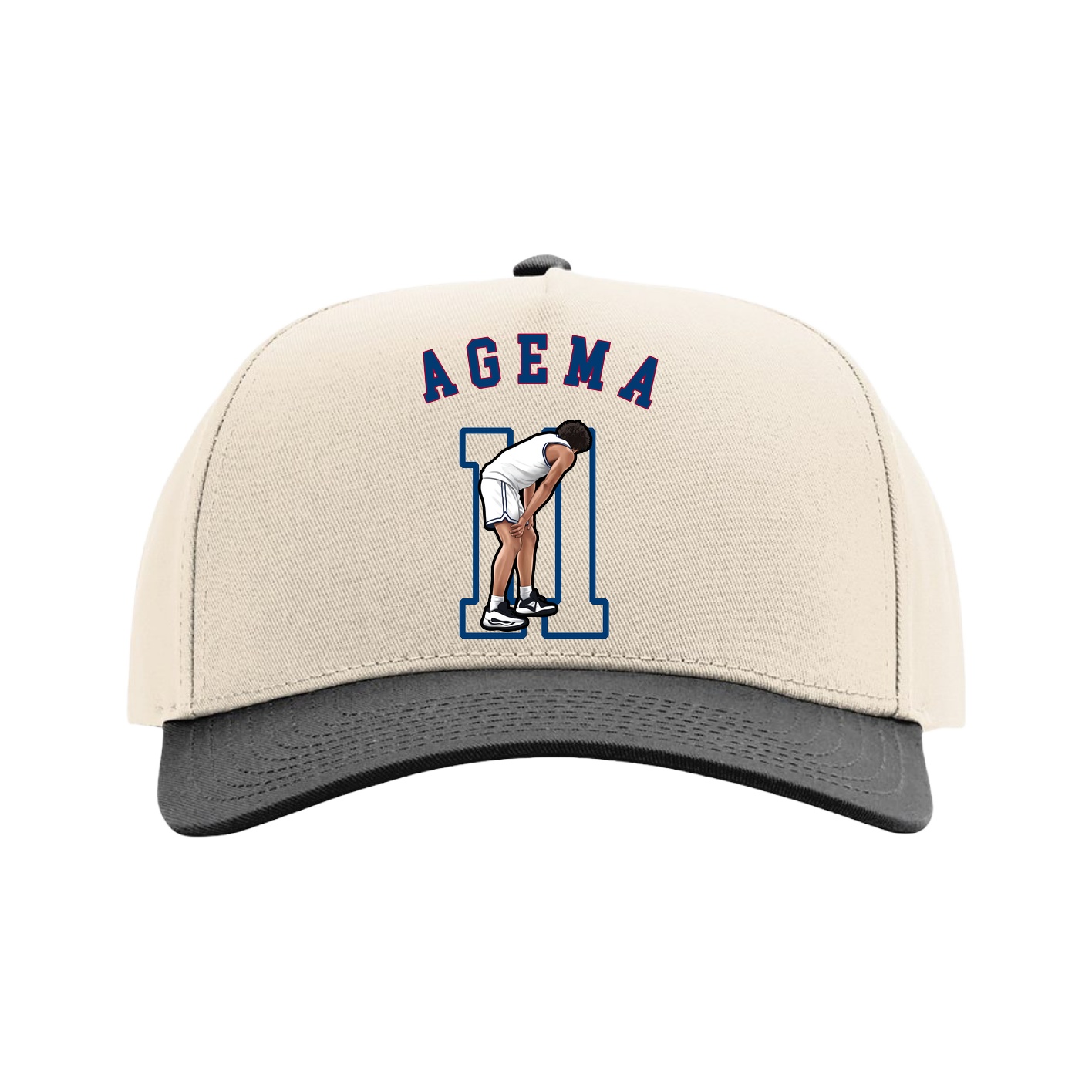 Full Fabric Five-Panel Champ Cap — Shirsey Arch in Cream/Black