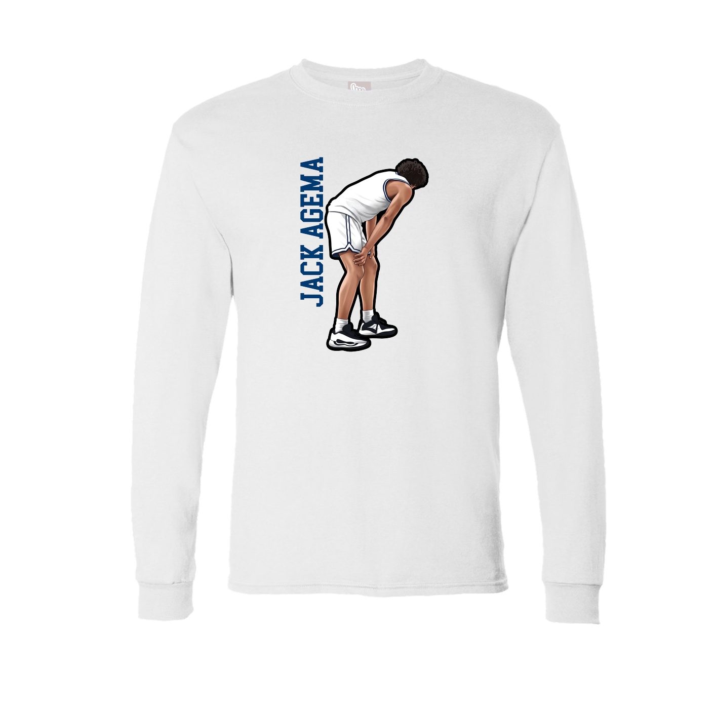 Long Sleeve Tee — Name Vertical in White