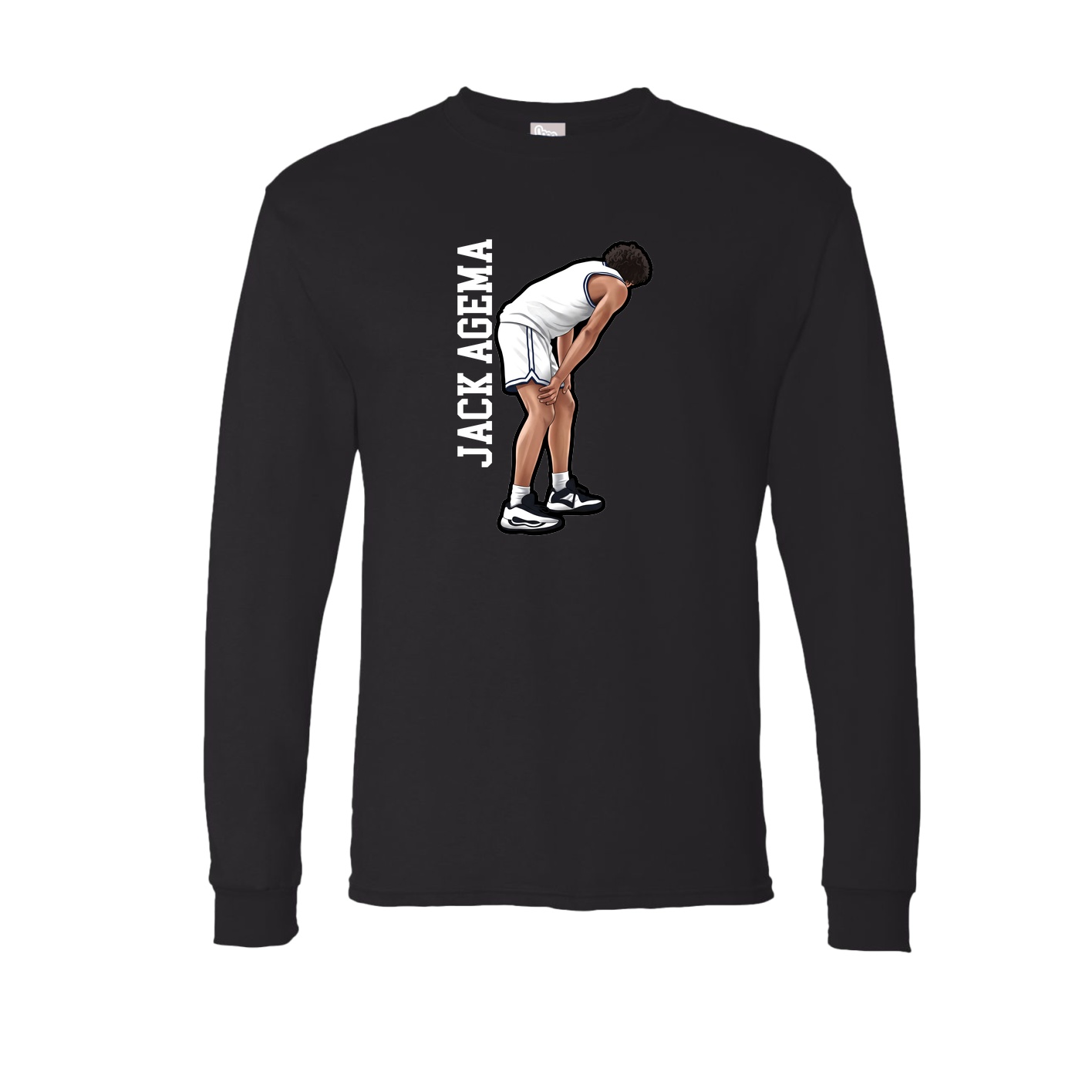 Long Sleeve Tee — Name Vertical in Black