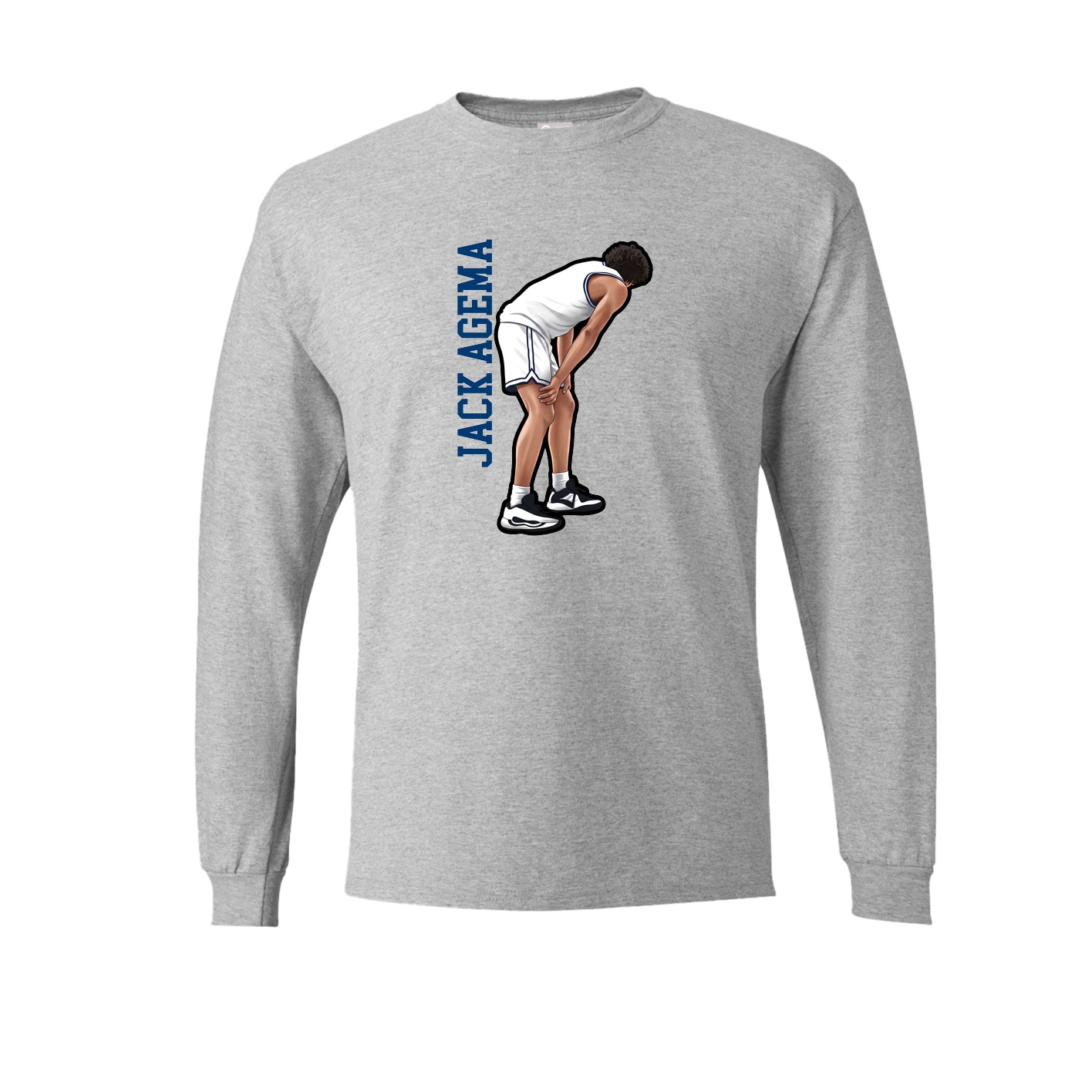 Long Sleeve Tee — Name Vertical in Grey