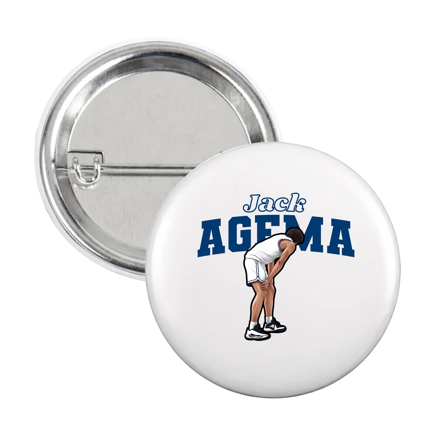 Game Day Button — Name Arch in White