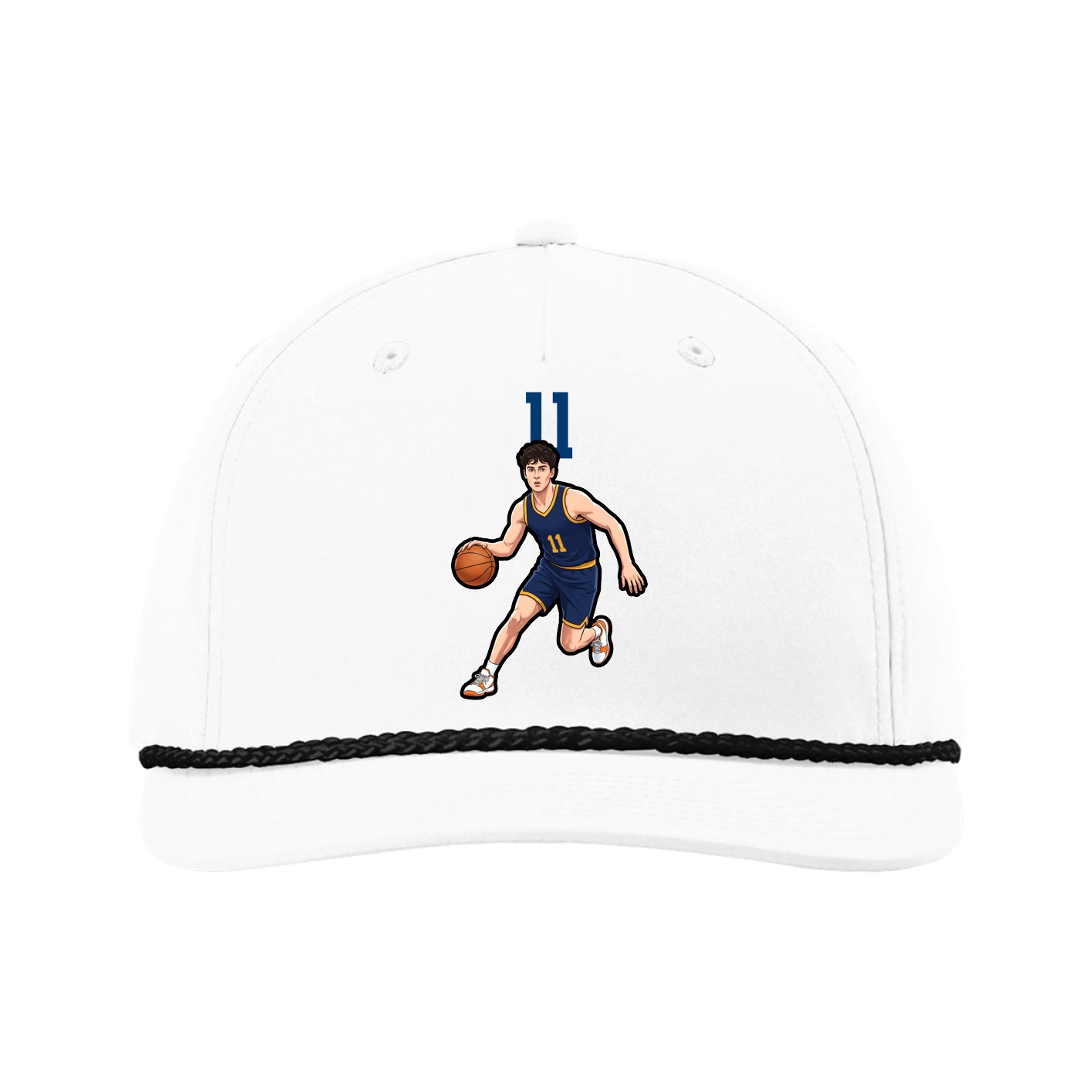 Five-Panel Classic Rope Cap — Number Top in White
