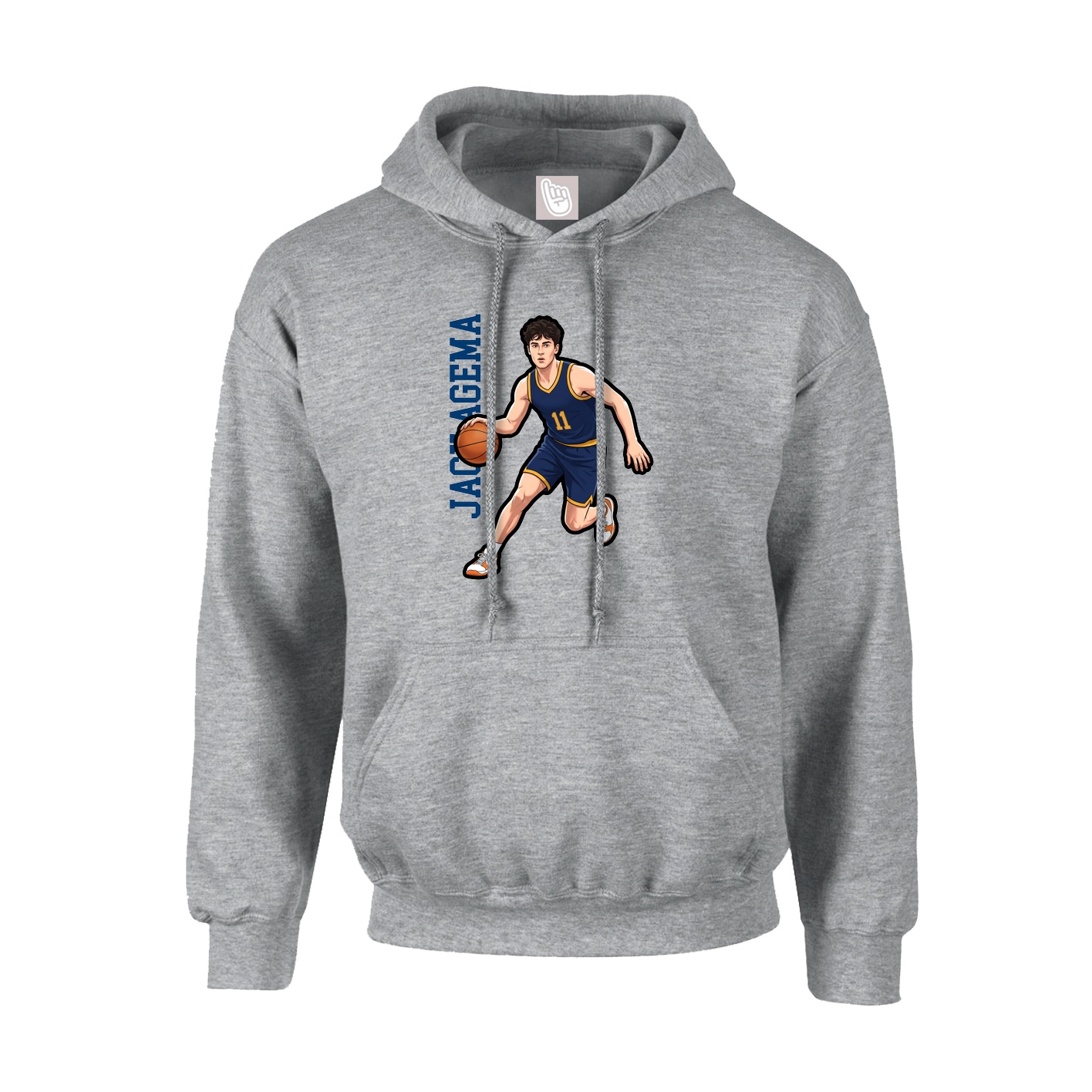 Youth Hoodie — Name Vertical in Grey