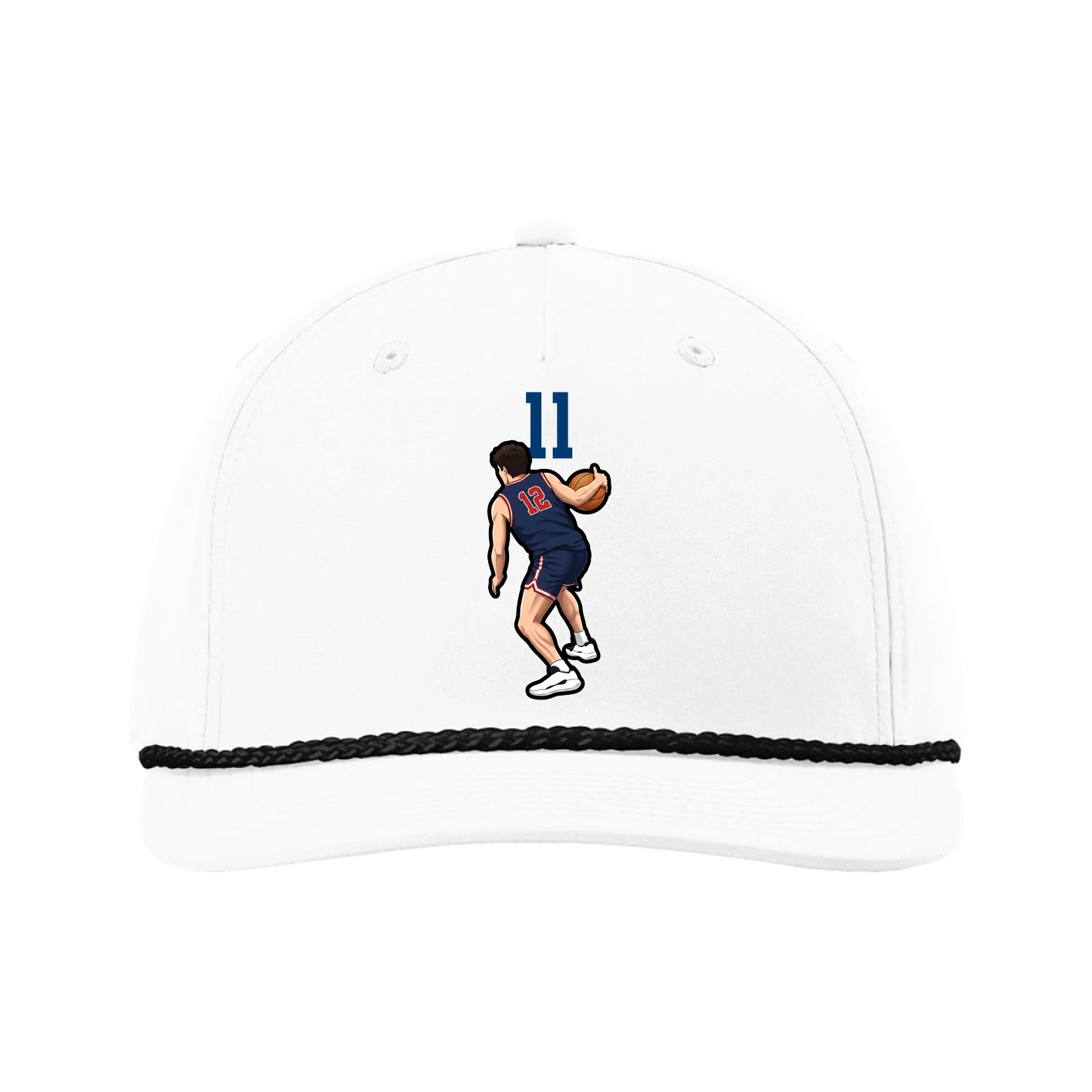 Five-Panel Classic Rope Cap — Number Top in White