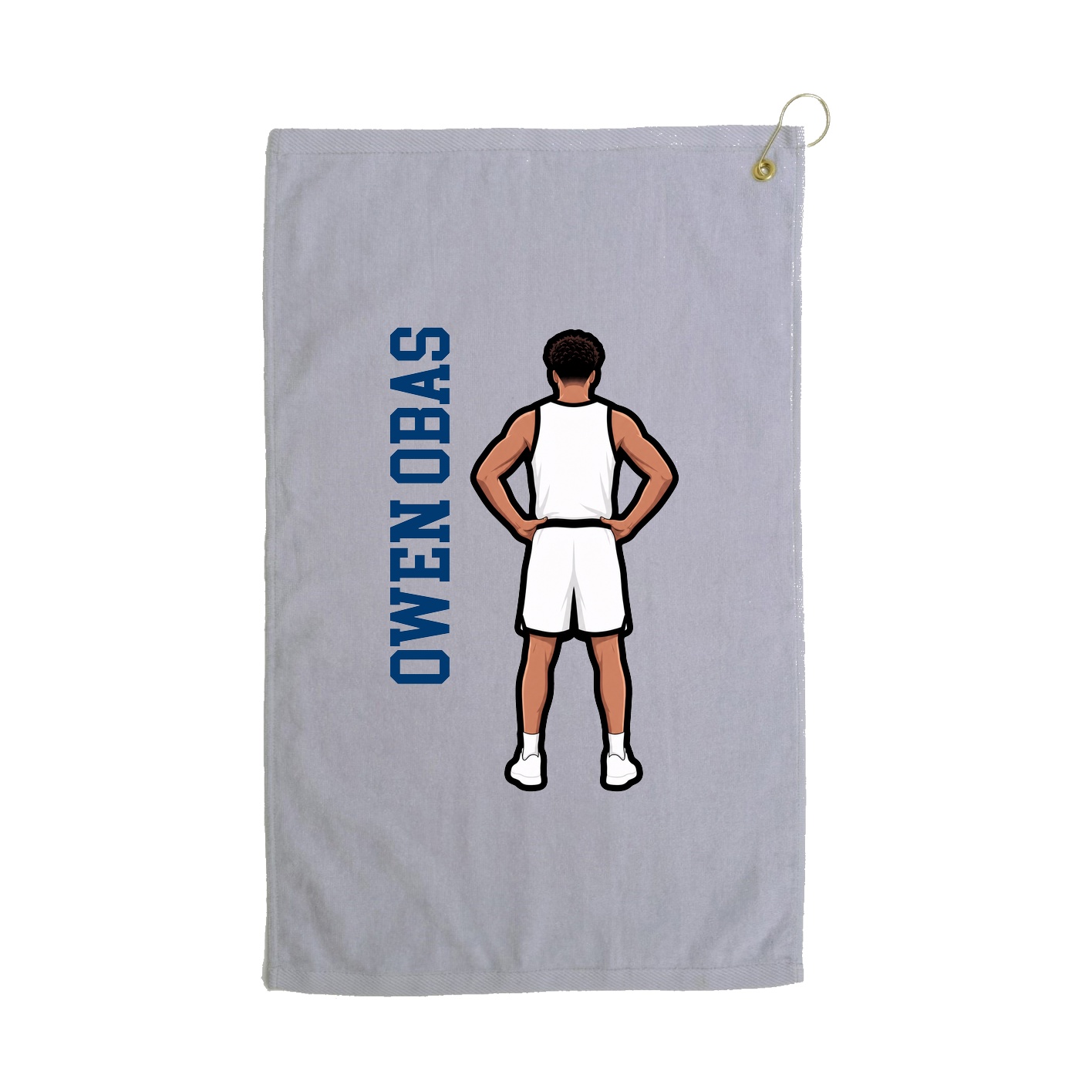 Golf Towel — Name Vertical in Grey