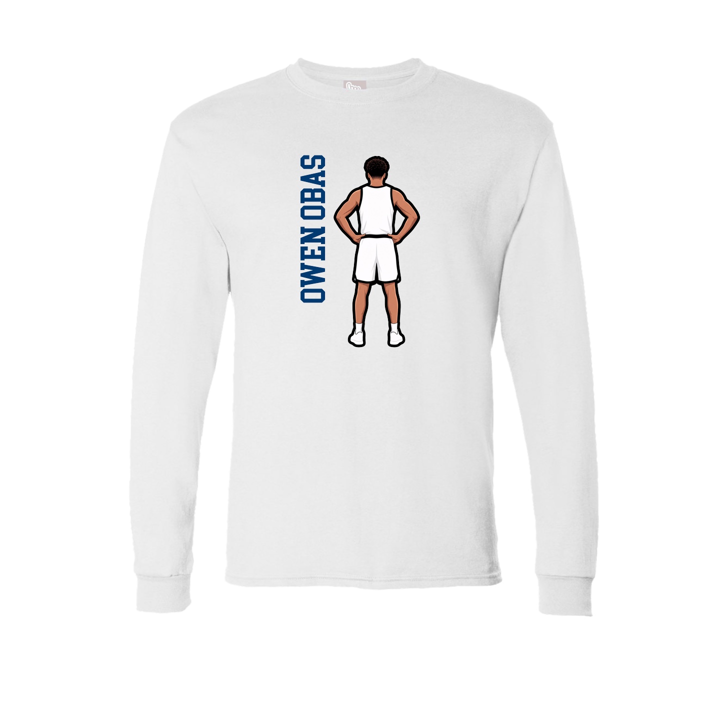 Long Sleeve Tee — Name Vertical in White