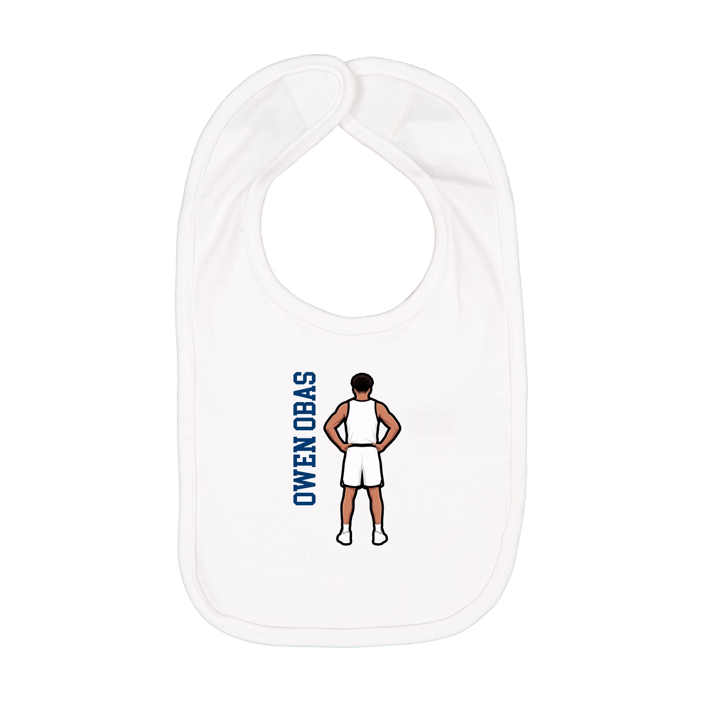 Infant Bib — Name Vertical in White