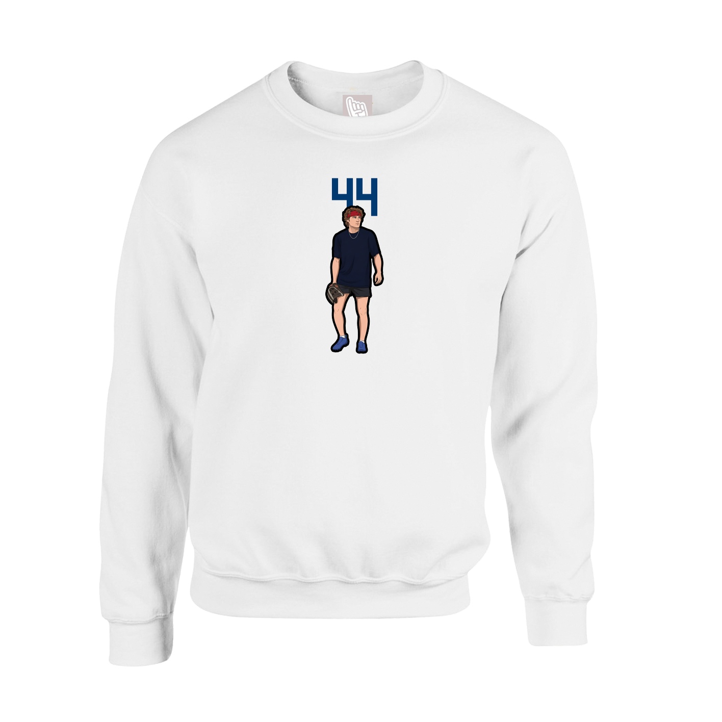 Fleece Crew — Number Top in White