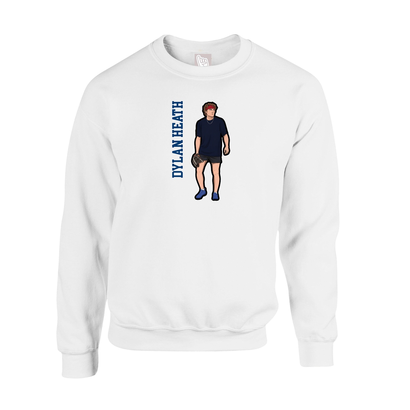 Fleece Crew — Name Vertical in White