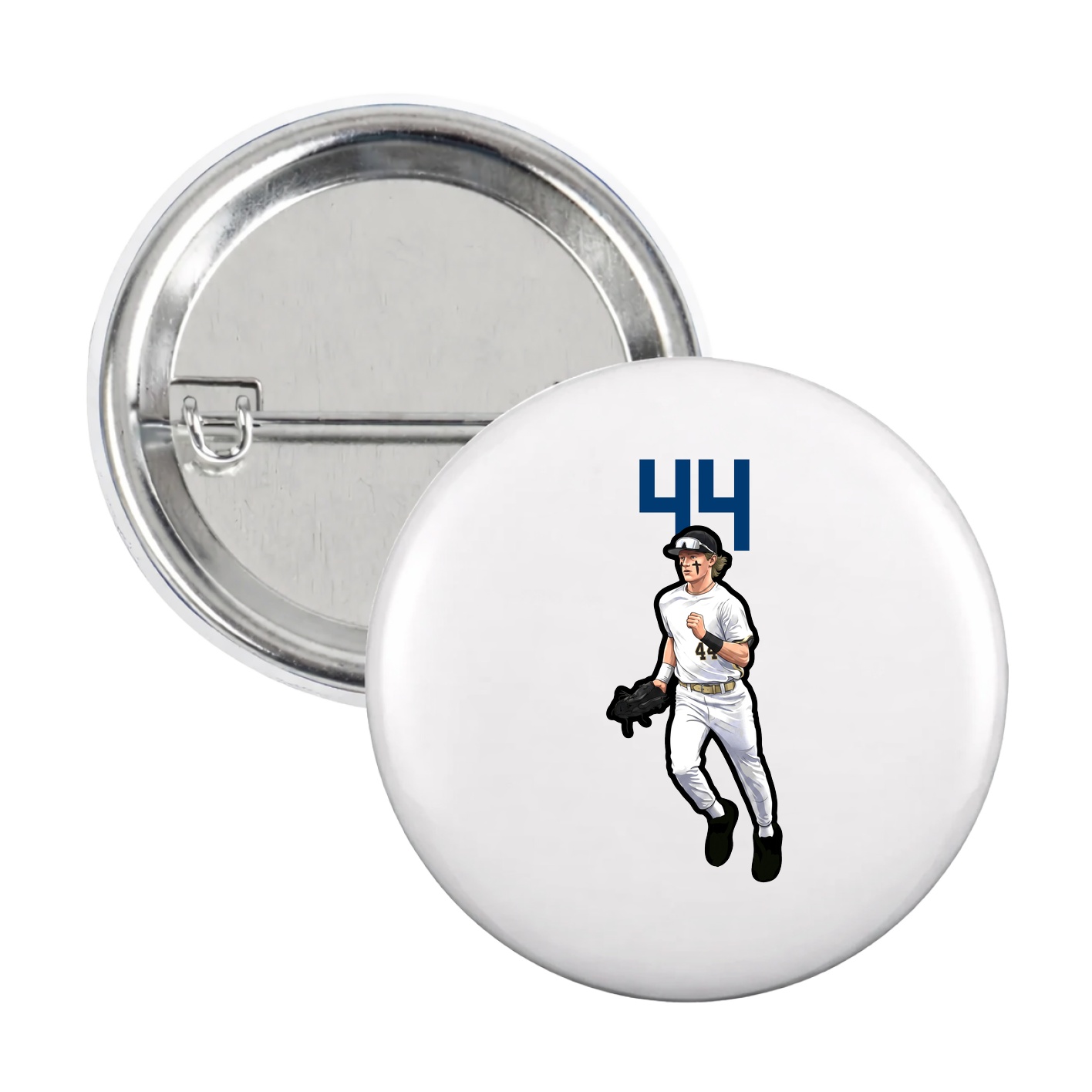 Game Day Button — Number Top in White
