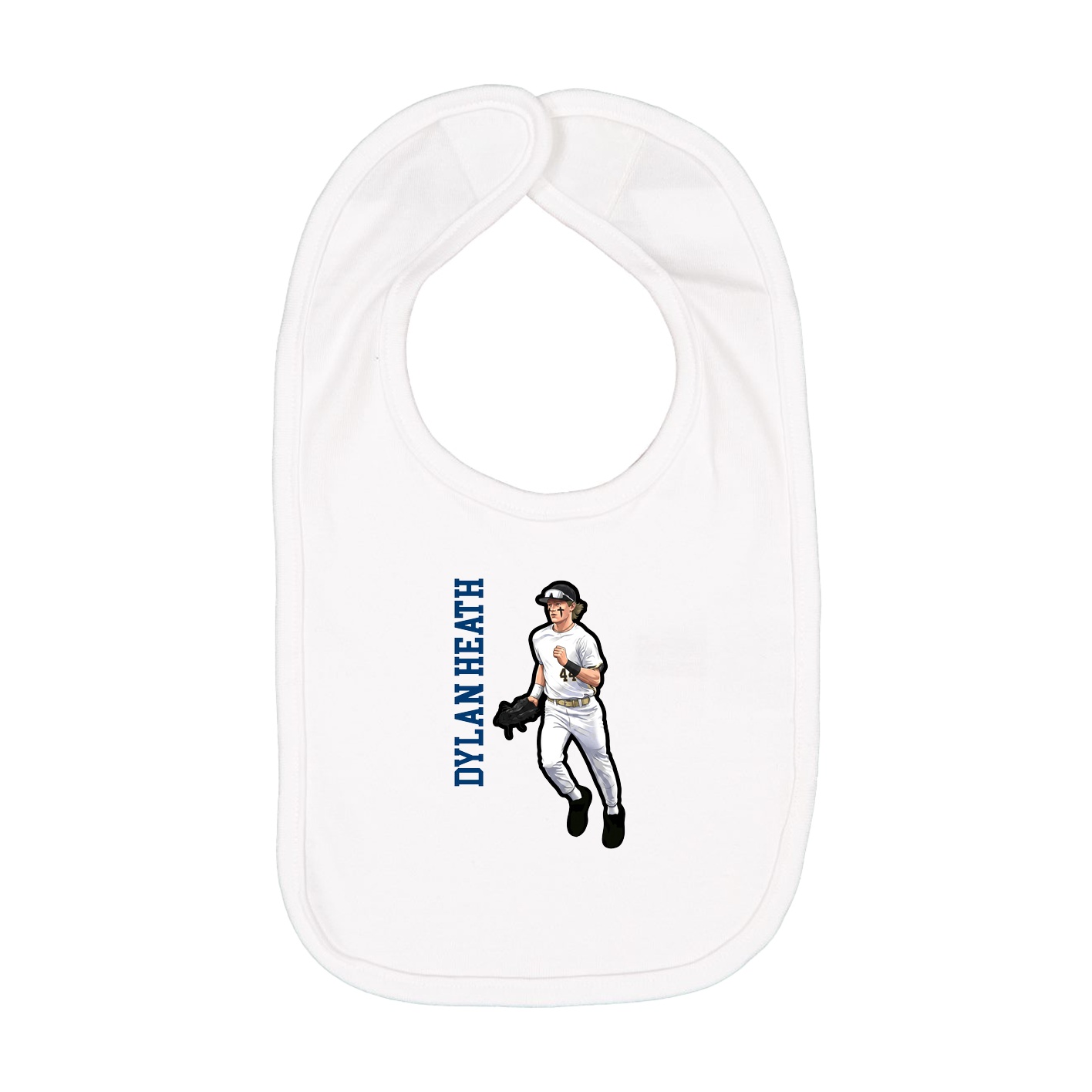 Infant Bib — Name Vertical in White