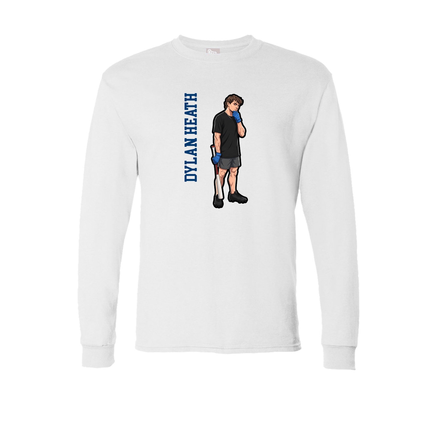 Long Sleeve Tee — Name Vertical in White
