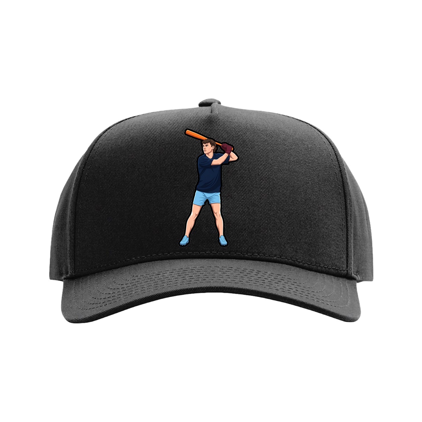 Full Fabric Five-Panel Champ Cap — Name Vertical in Black