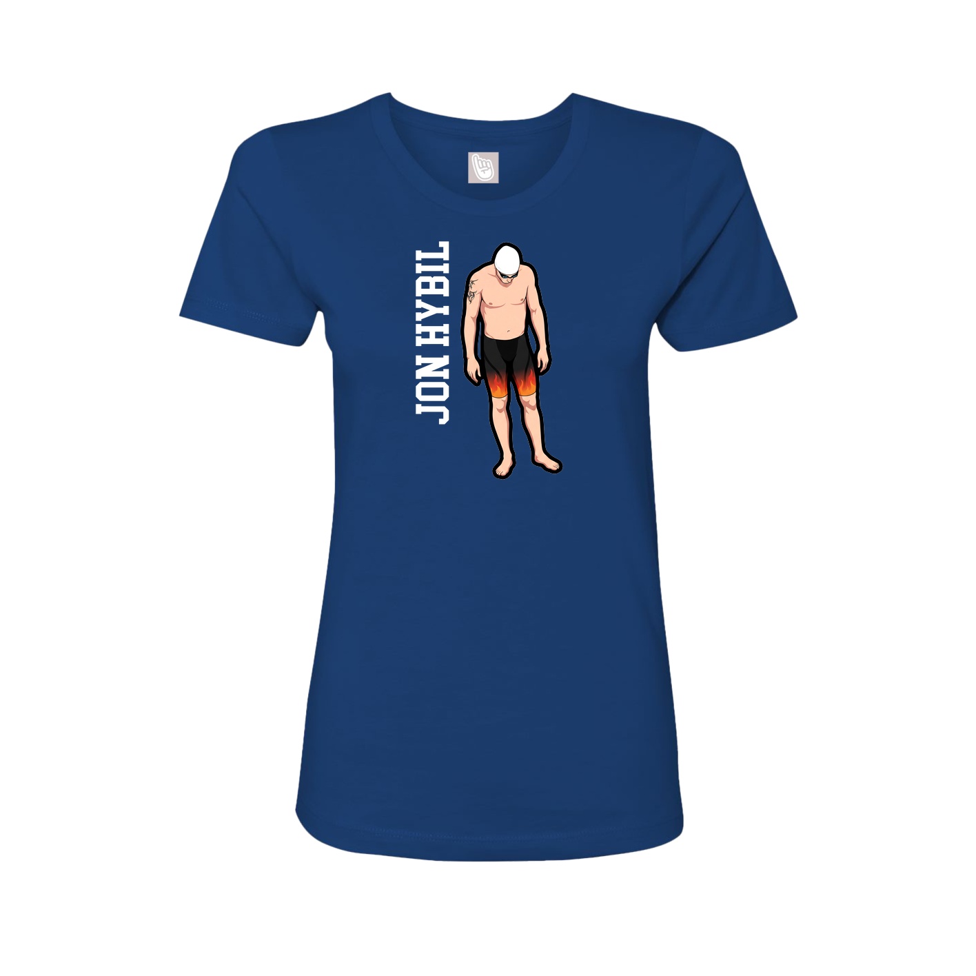 Fitted Women's Tee — Name Vertical in Royal