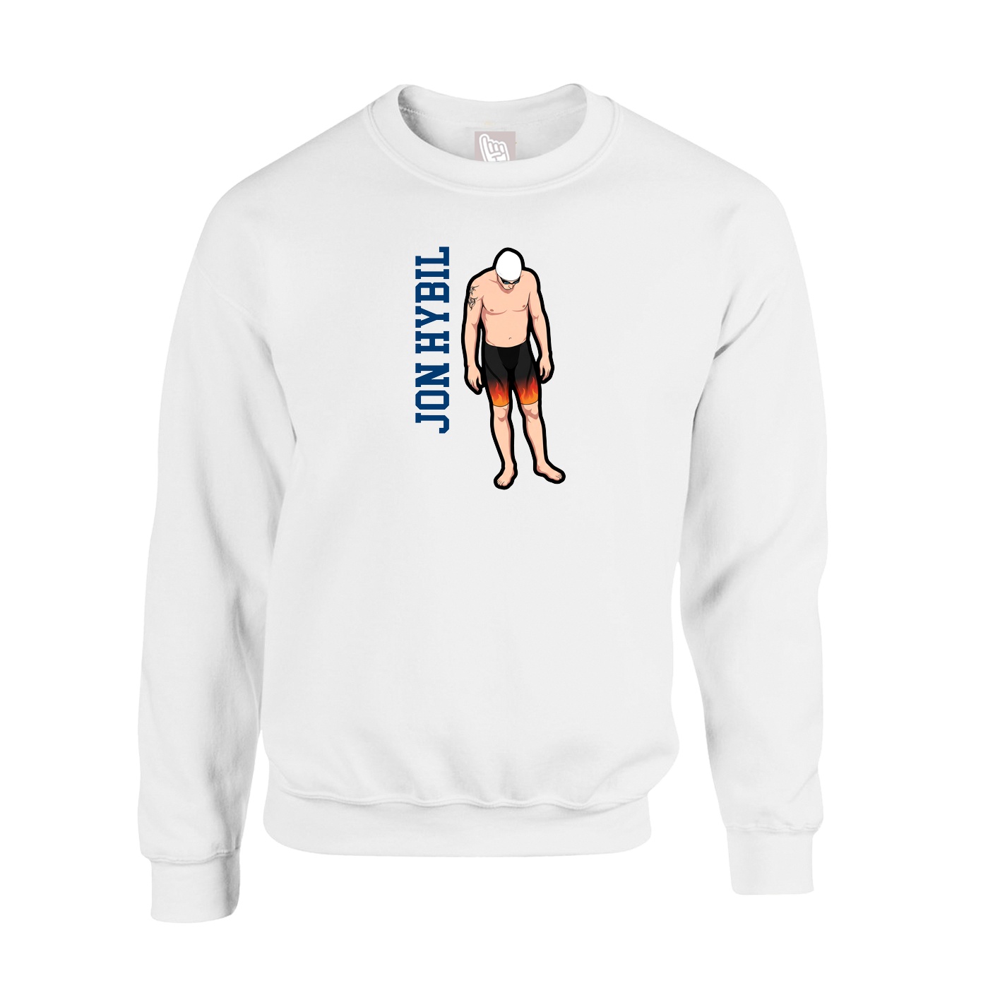 Fleece Crew — Name Vertical in White