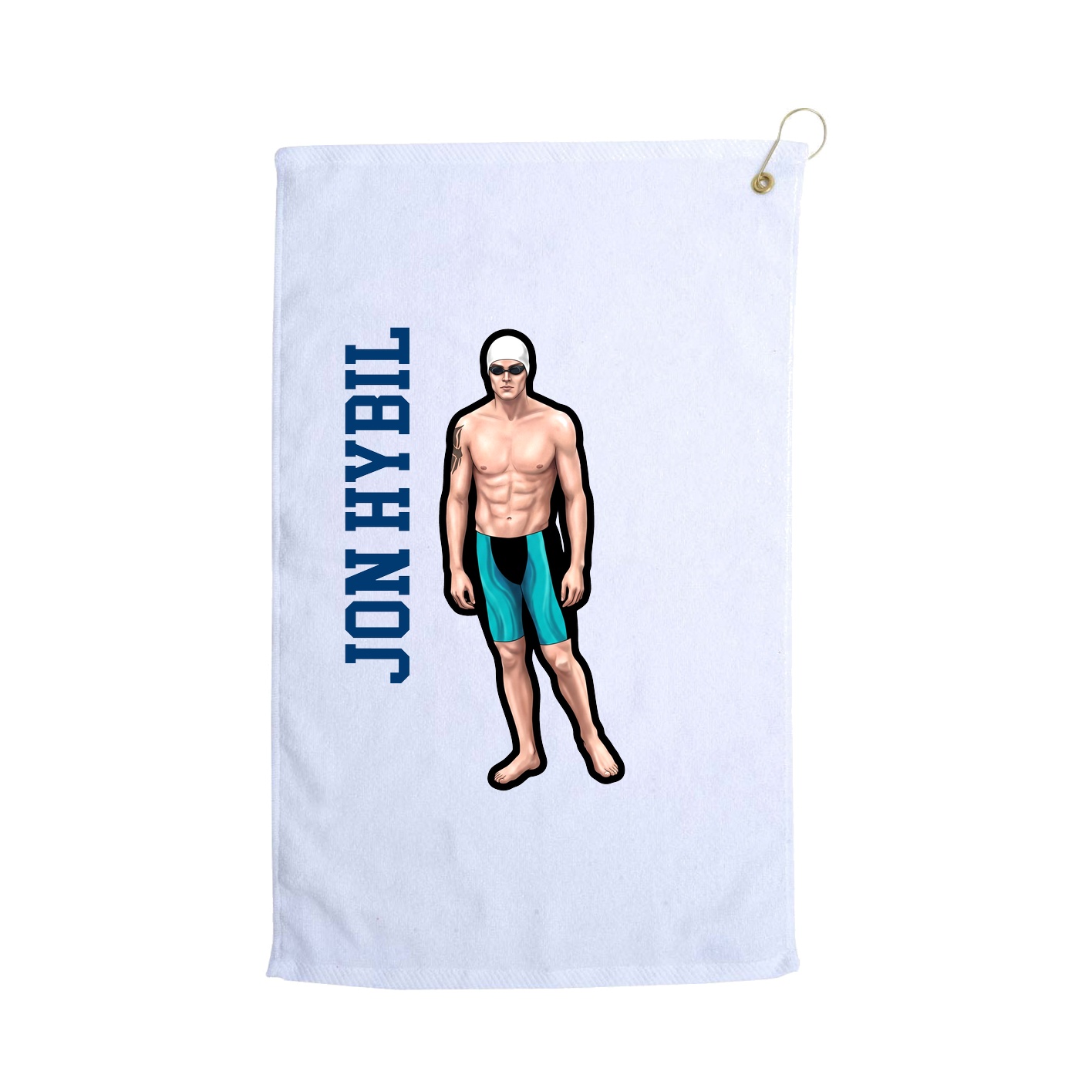 Golf Towel — Name Vertical in White