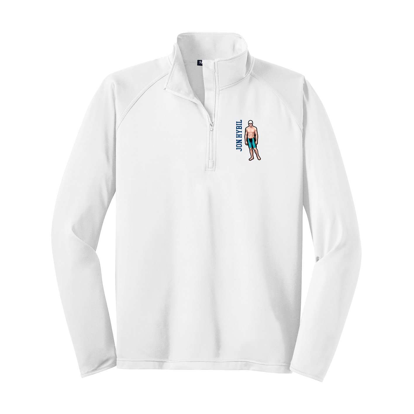 Q-Zip Pullover — Name Vertical in White