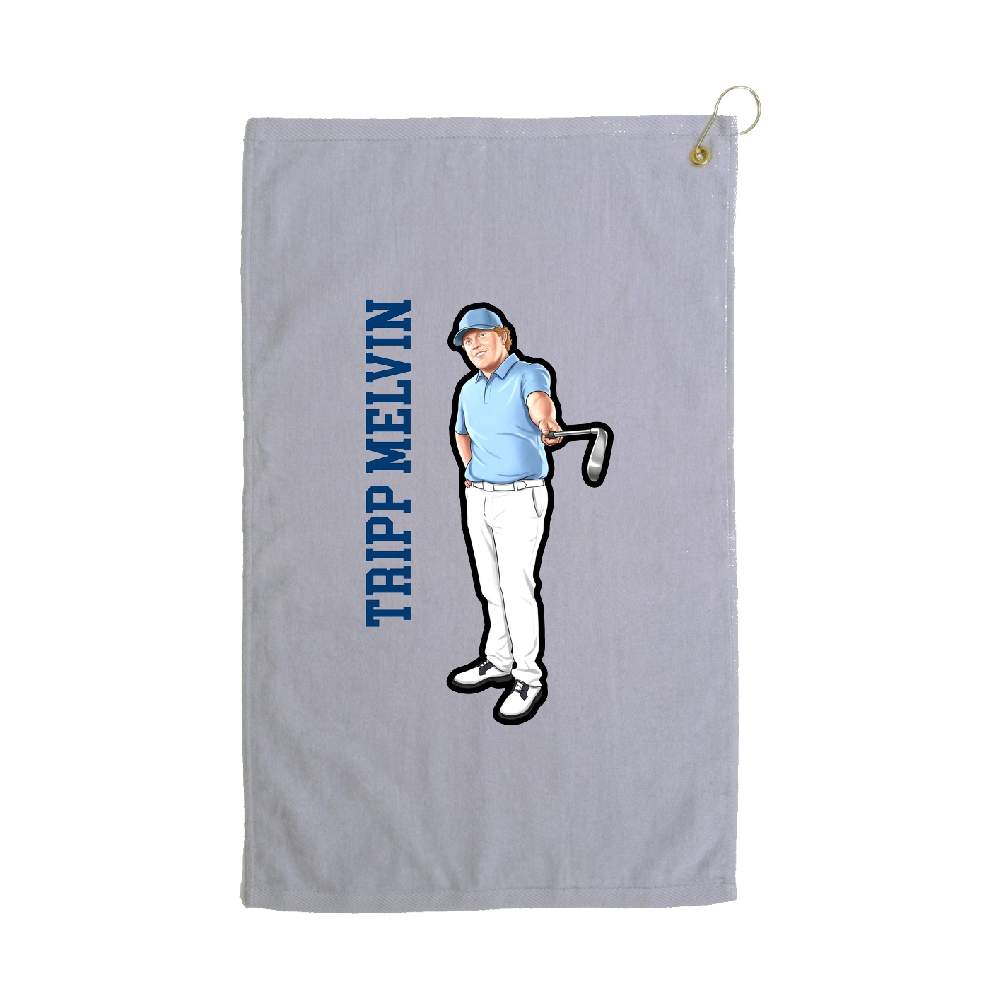 Golf Towel — Name Vertical in Grey