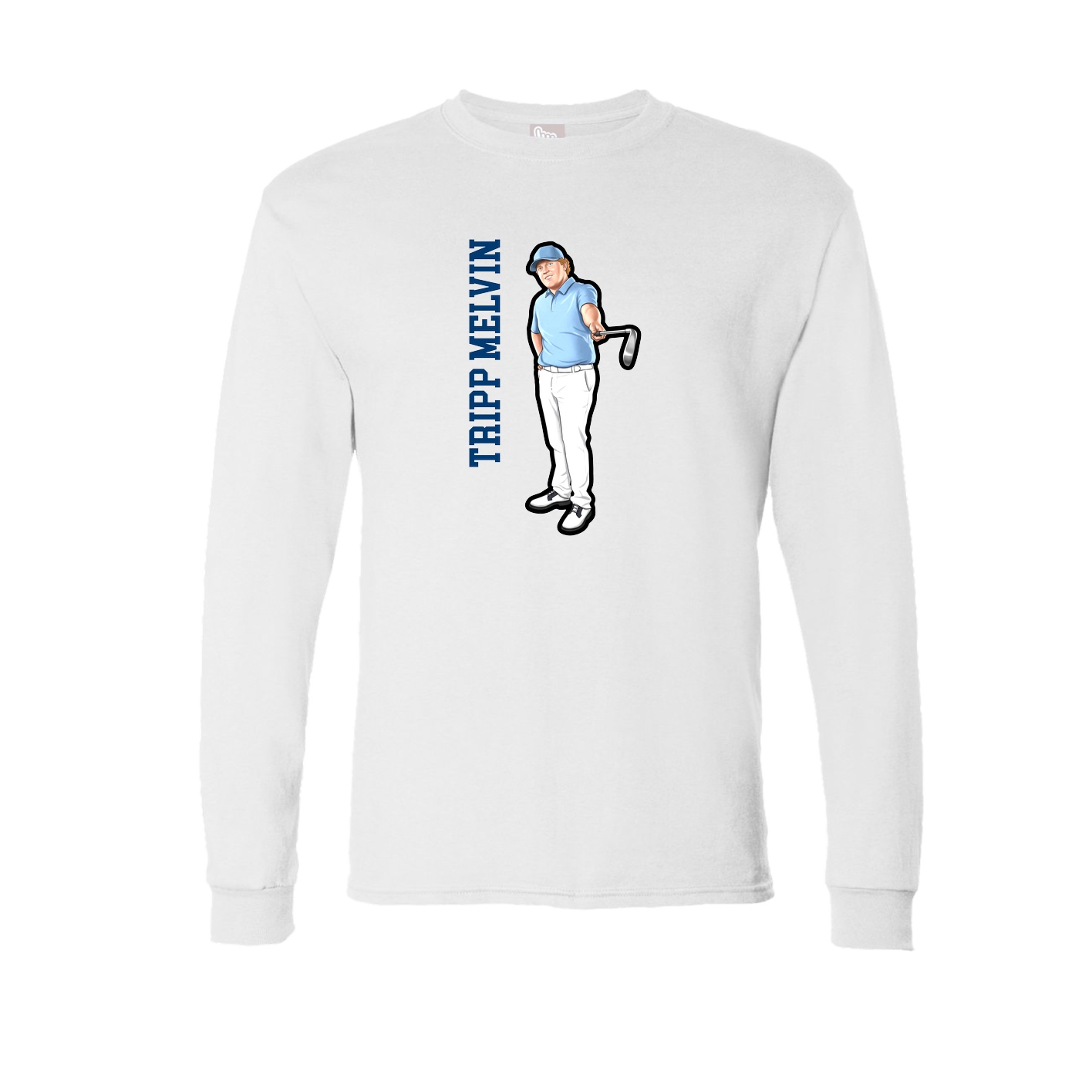 Long Sleeve Tee — Name Vertical in White