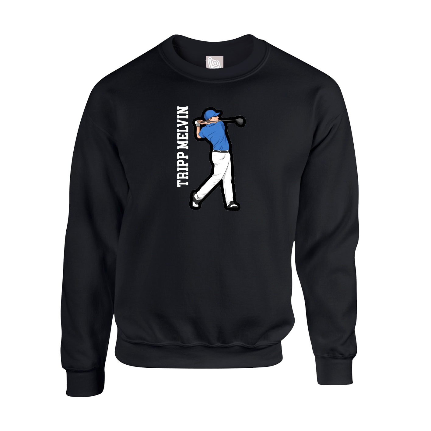 Fleece Crew — Name Vertical in Black