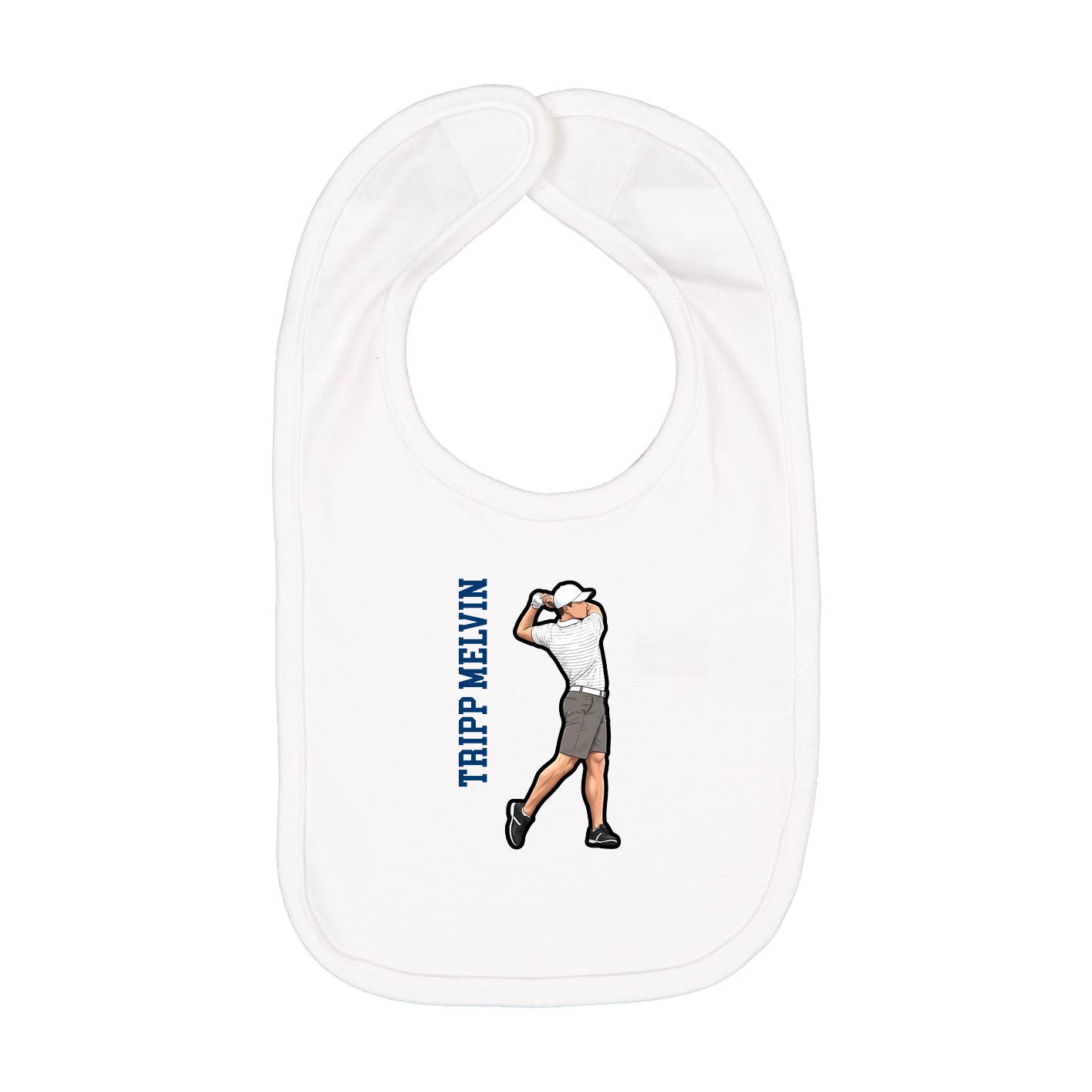 Infant Bib — Name Vertical in White