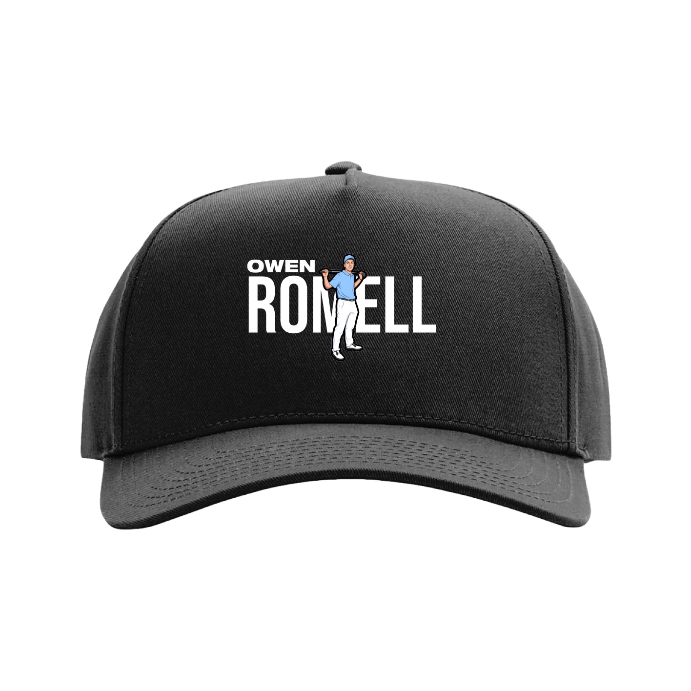 Full Fabric Five-Panel Champ Cap — Player Name in Black