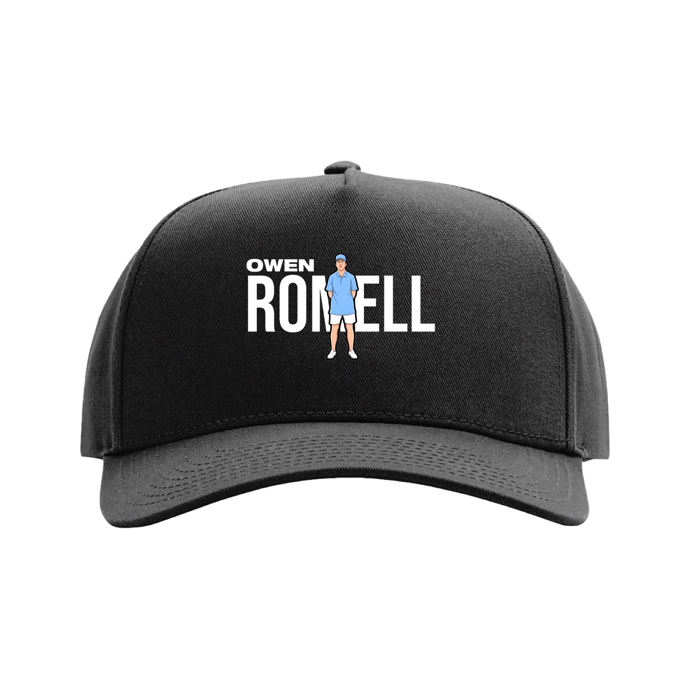 Full Fabric Five-Panel Champ Cap — Player Name in Black