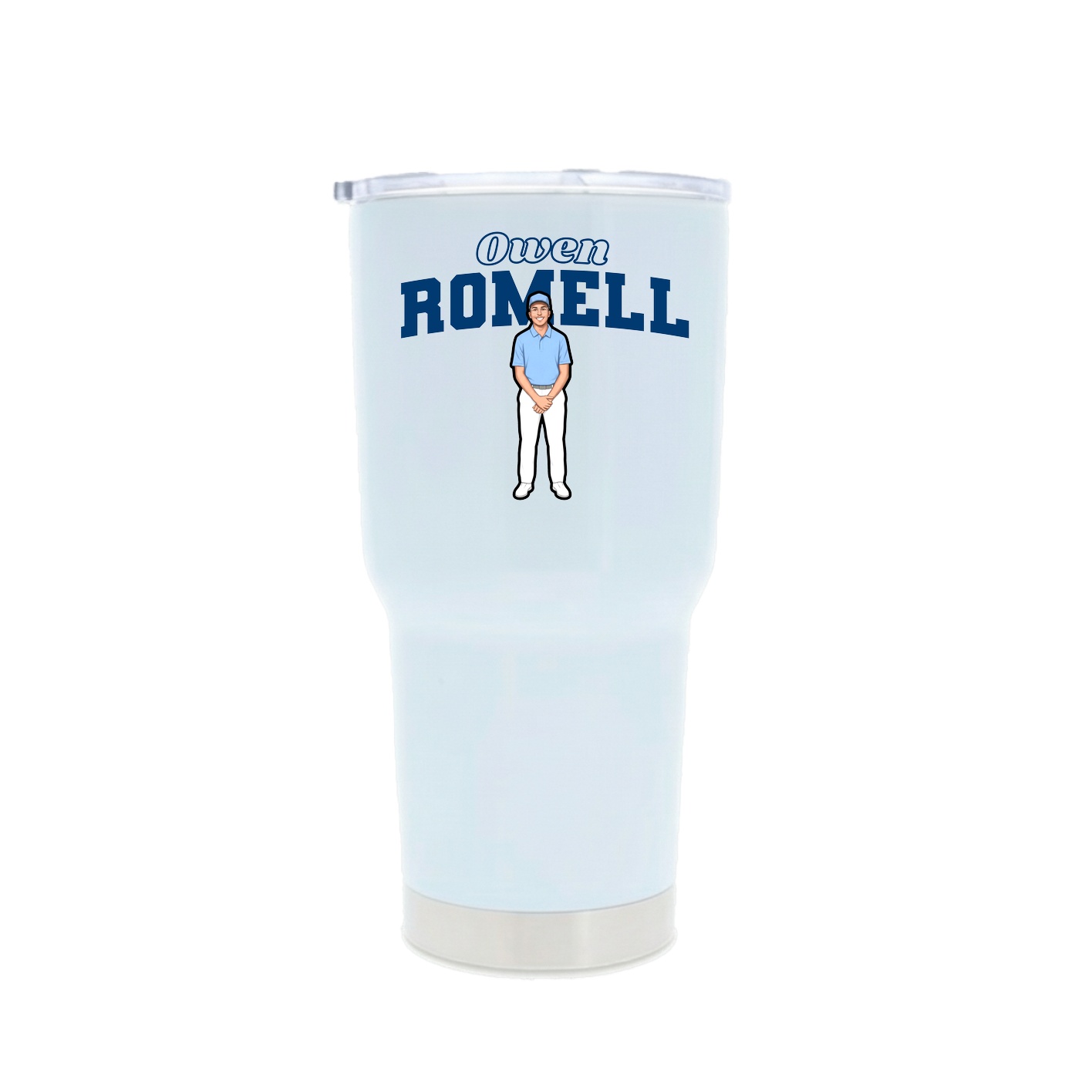 30oz Stainless Steel Tumbler — Name Arch in White