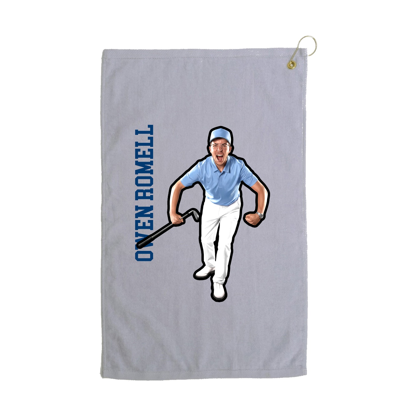Golf Towel — Name Vertical in Grey
