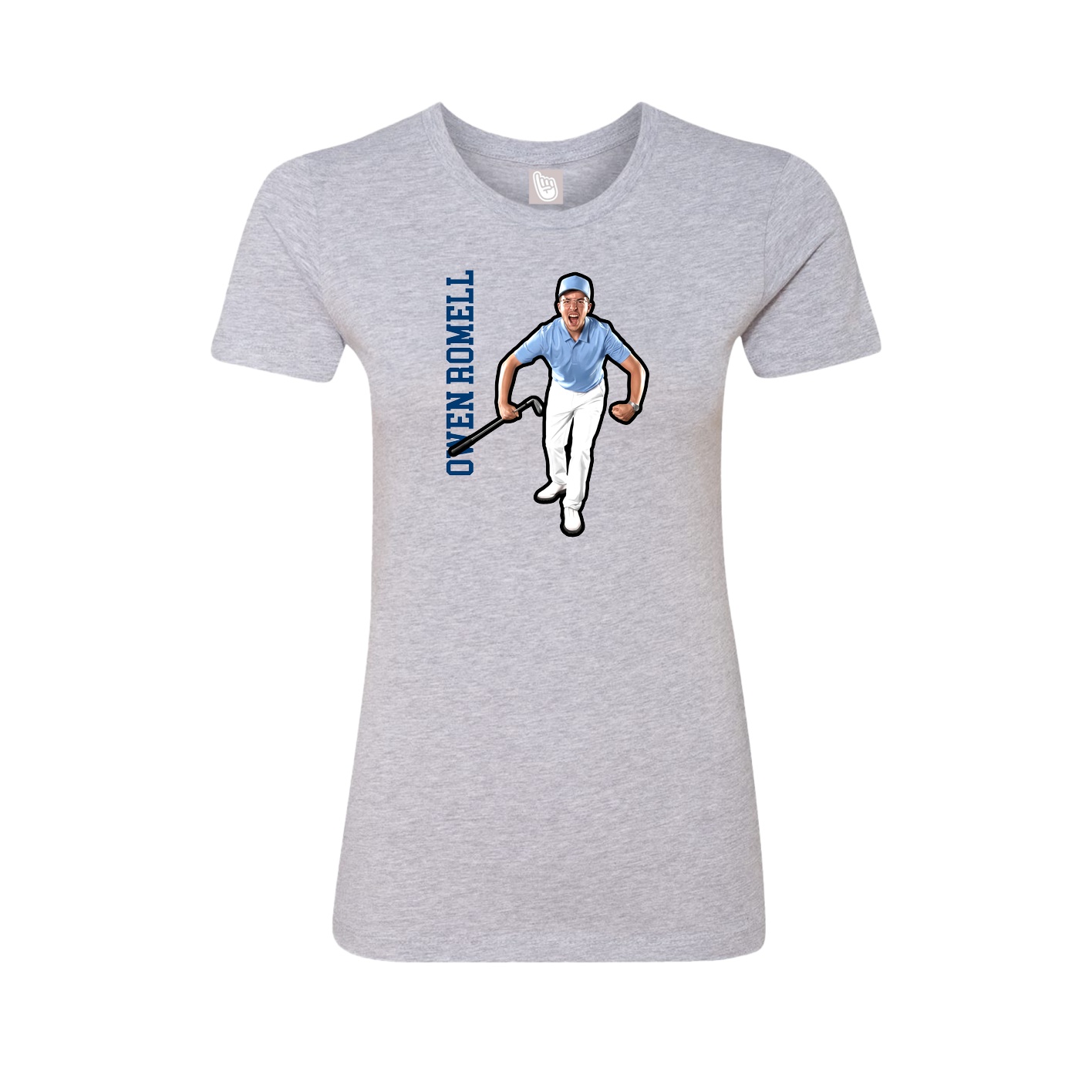 Fitted Women's Tee — Name Vertical in Grey